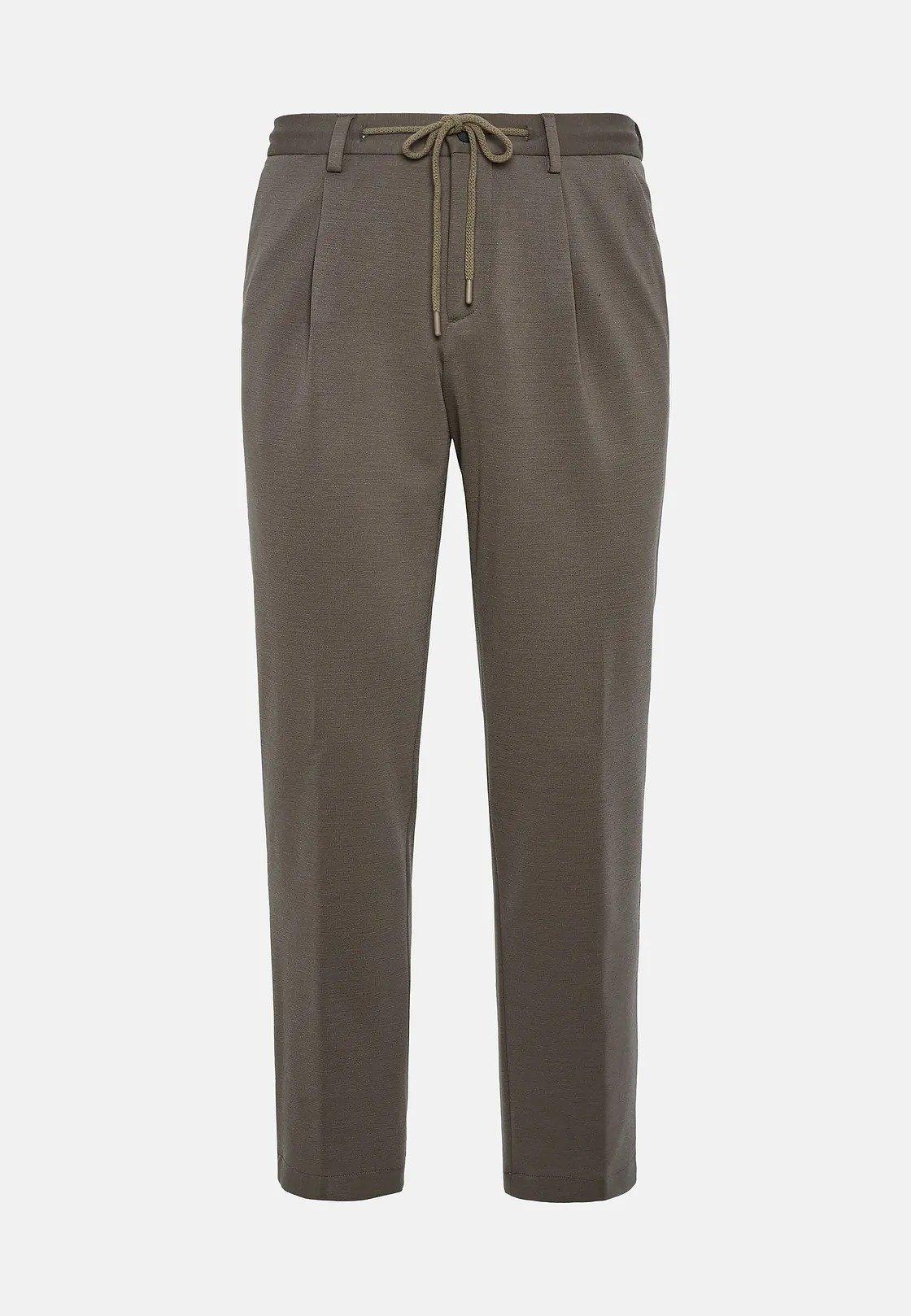 Brown Textured Casual Wool Trousers, , large image number 2