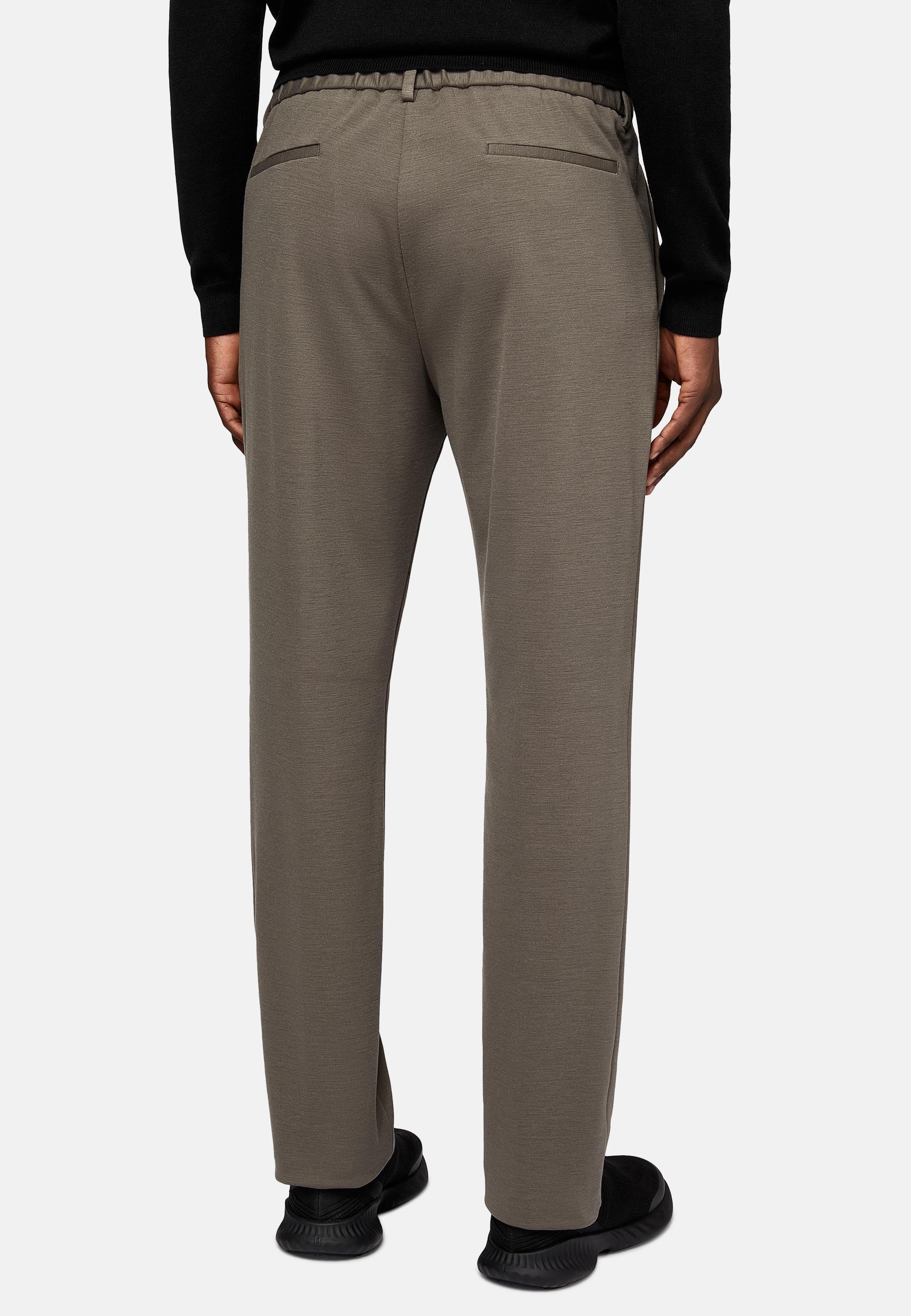 Brown Textured Casual Wool Trousers, , large image number 3