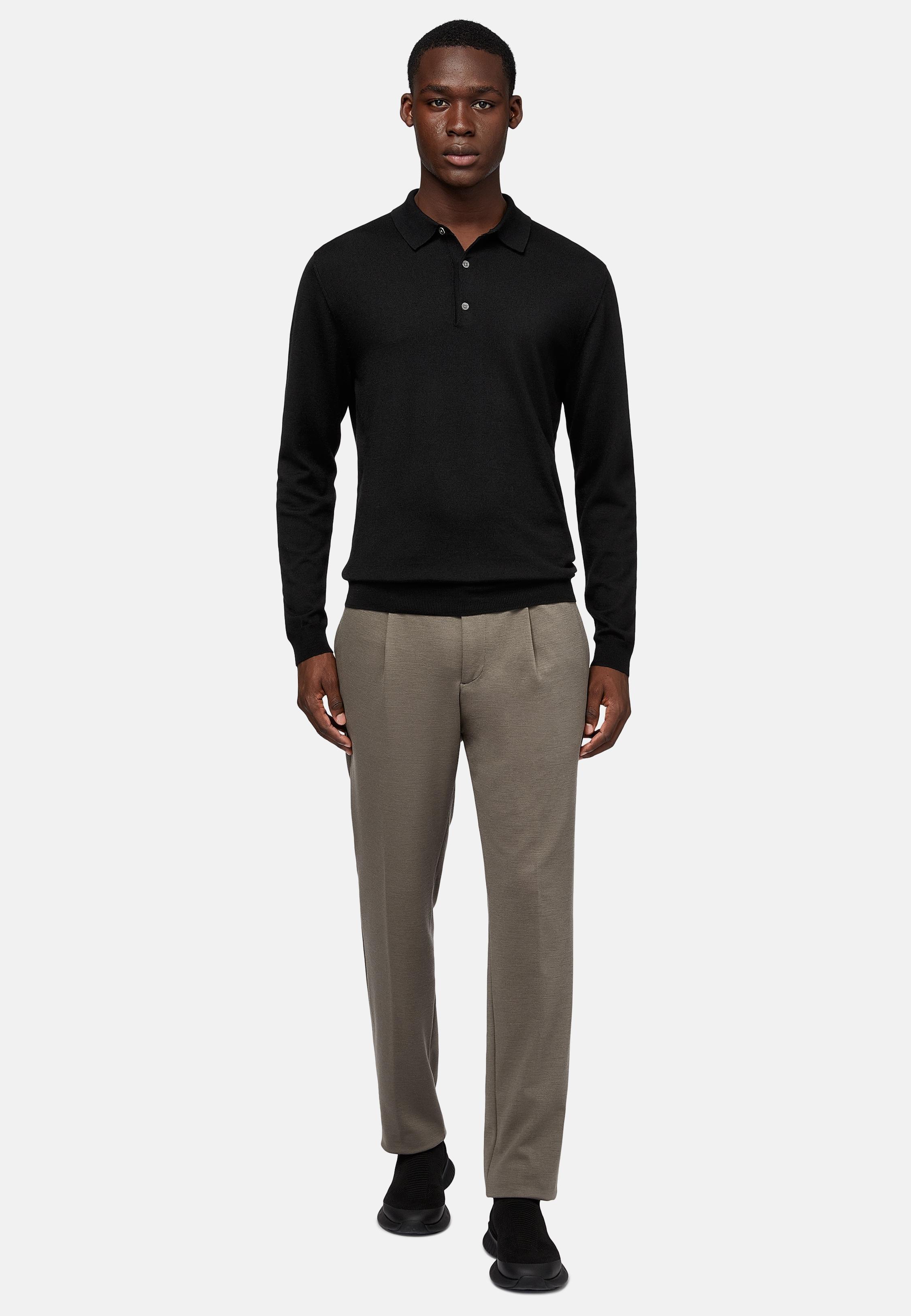 Trousers in Textured Casual Wool, Taupe, Taupe, large image number 11