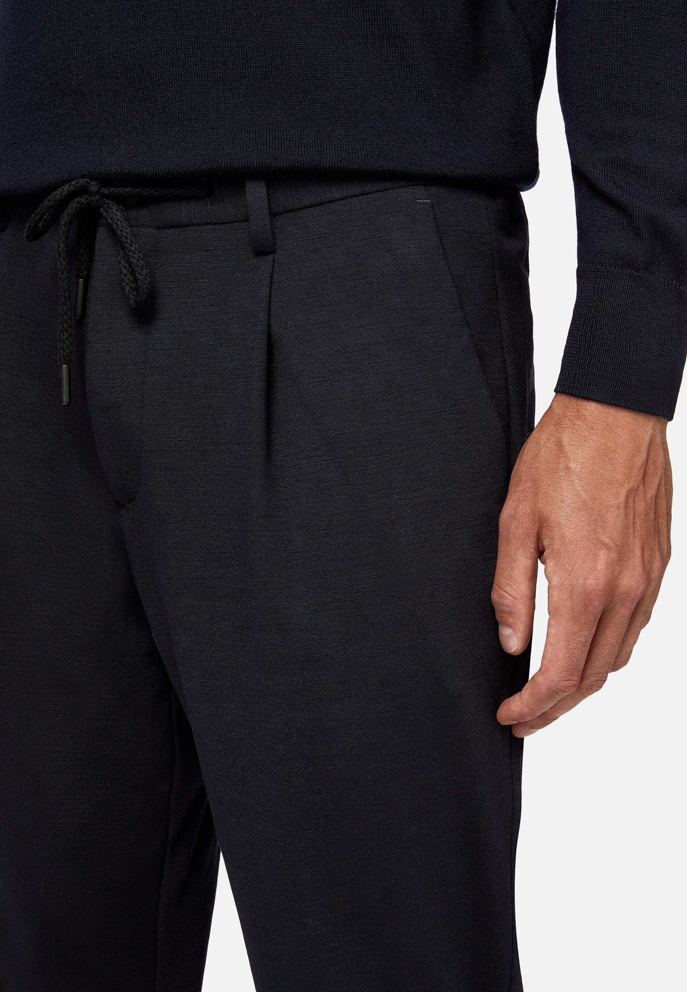 Trousers in Wool Solid Formal, Navy Blue, Navy blue, large image number 11