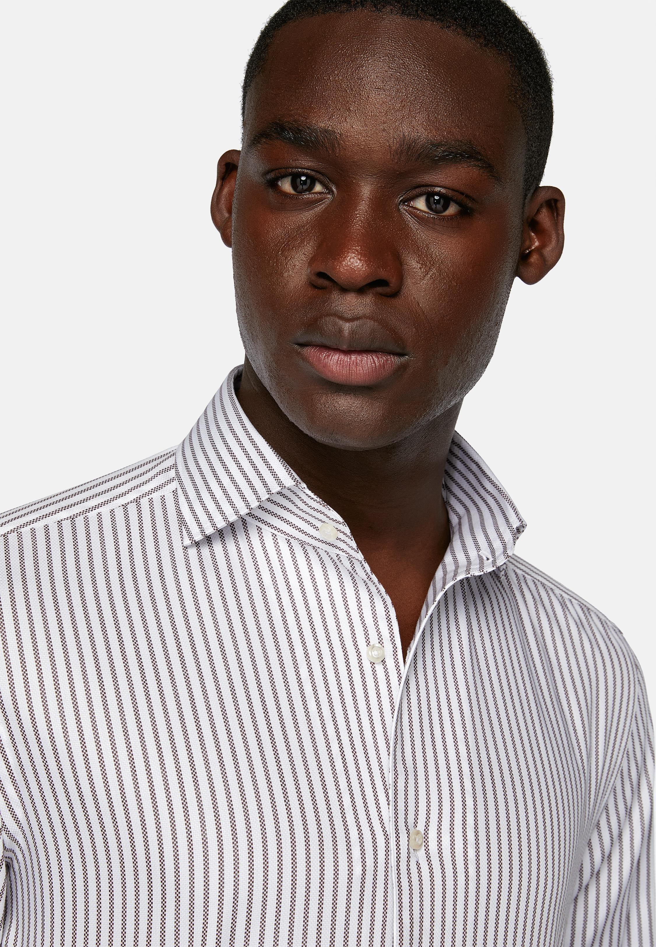 Brown Striped Dobby Cotton Shirt, , large image number 3