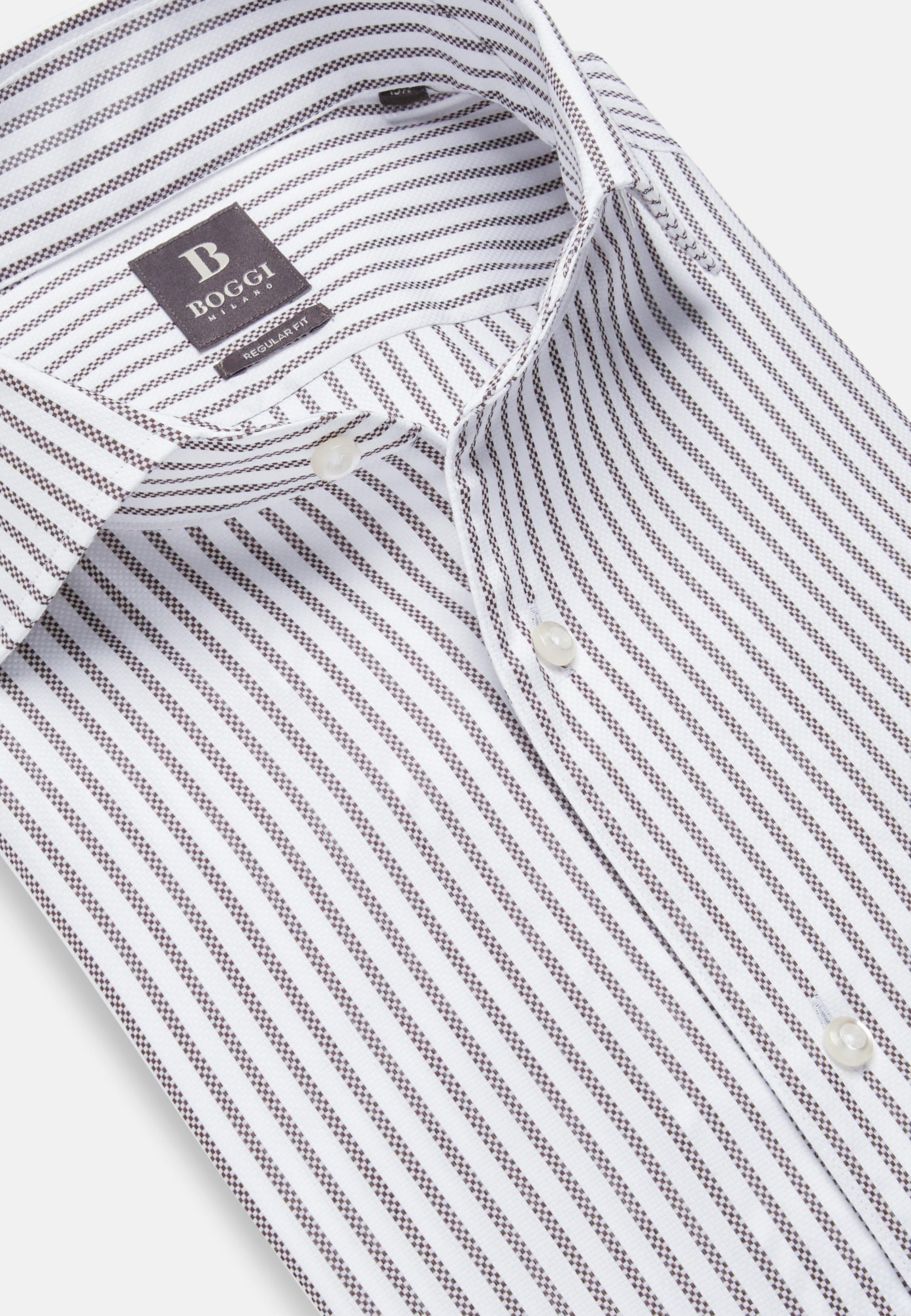 Brown Striped Dobby Cotton Shirt, , large image number 4