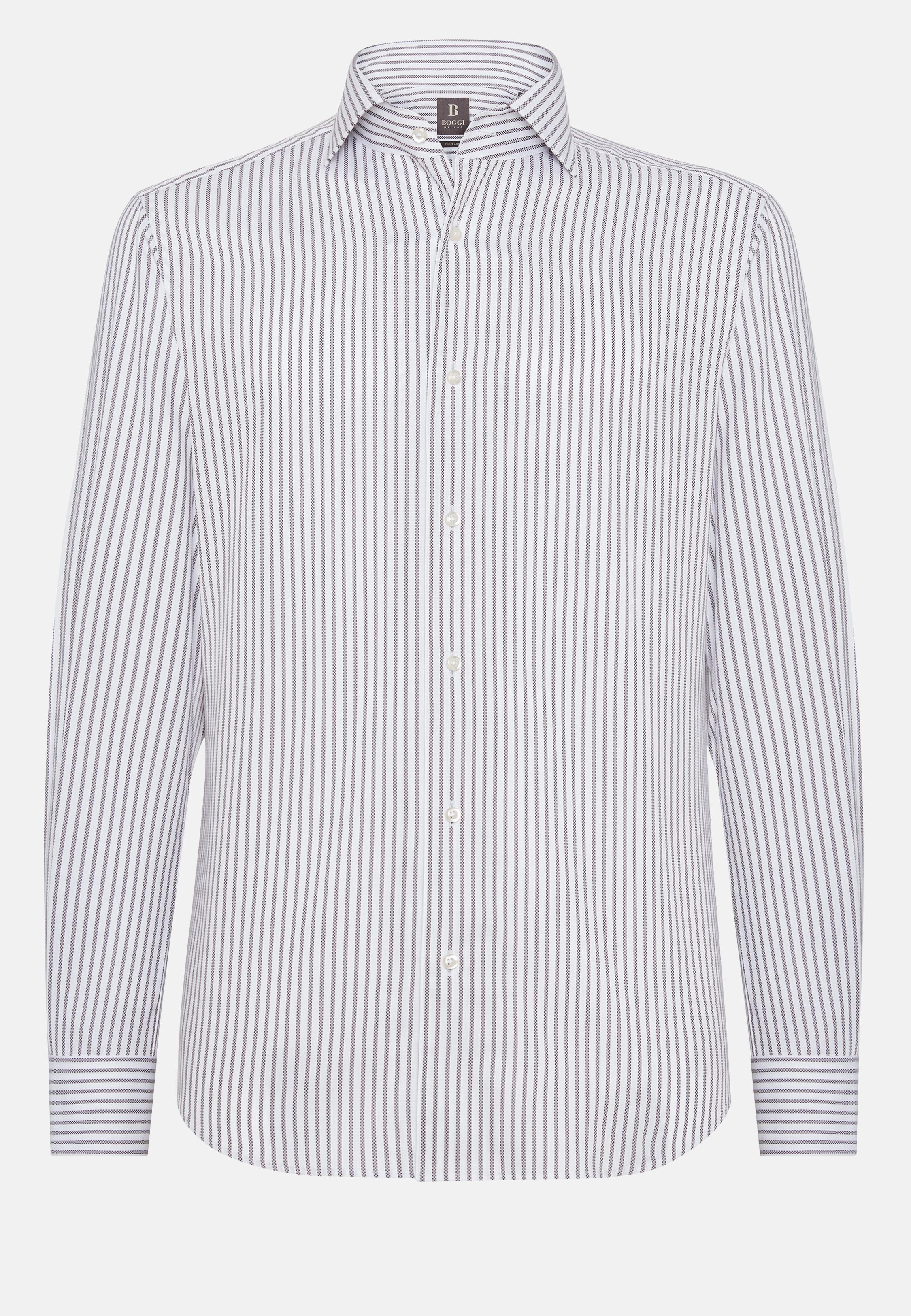 Brown Striped Dobby Cotton Shirt, , large image number 5