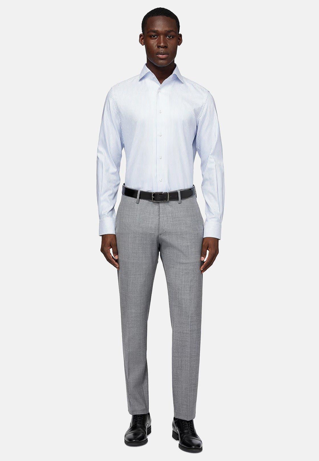 Blue Striped Tailored Formal Shirt, , large image number 0