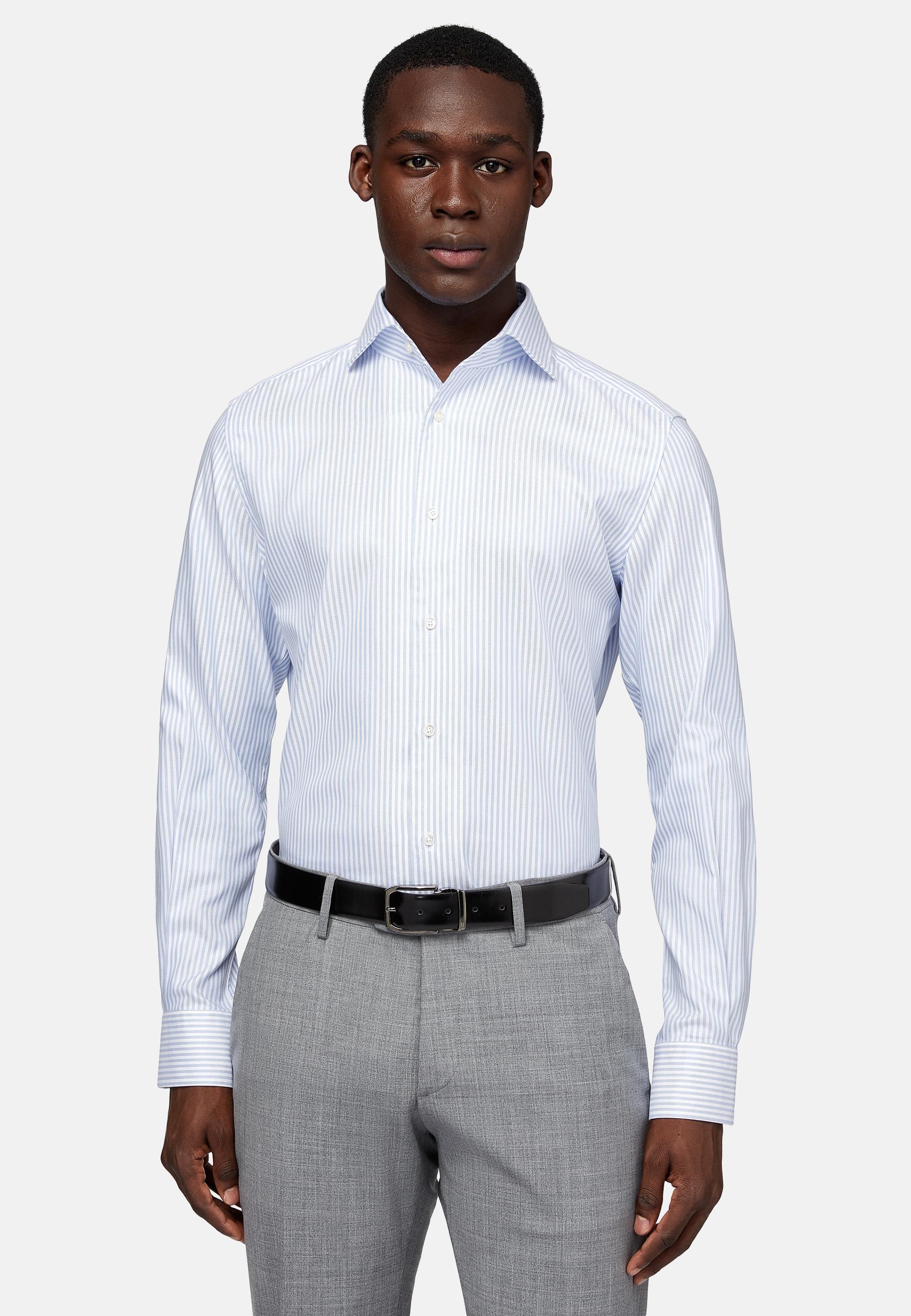 Blue Striped Tailored Formal Shirt, , large image number 1