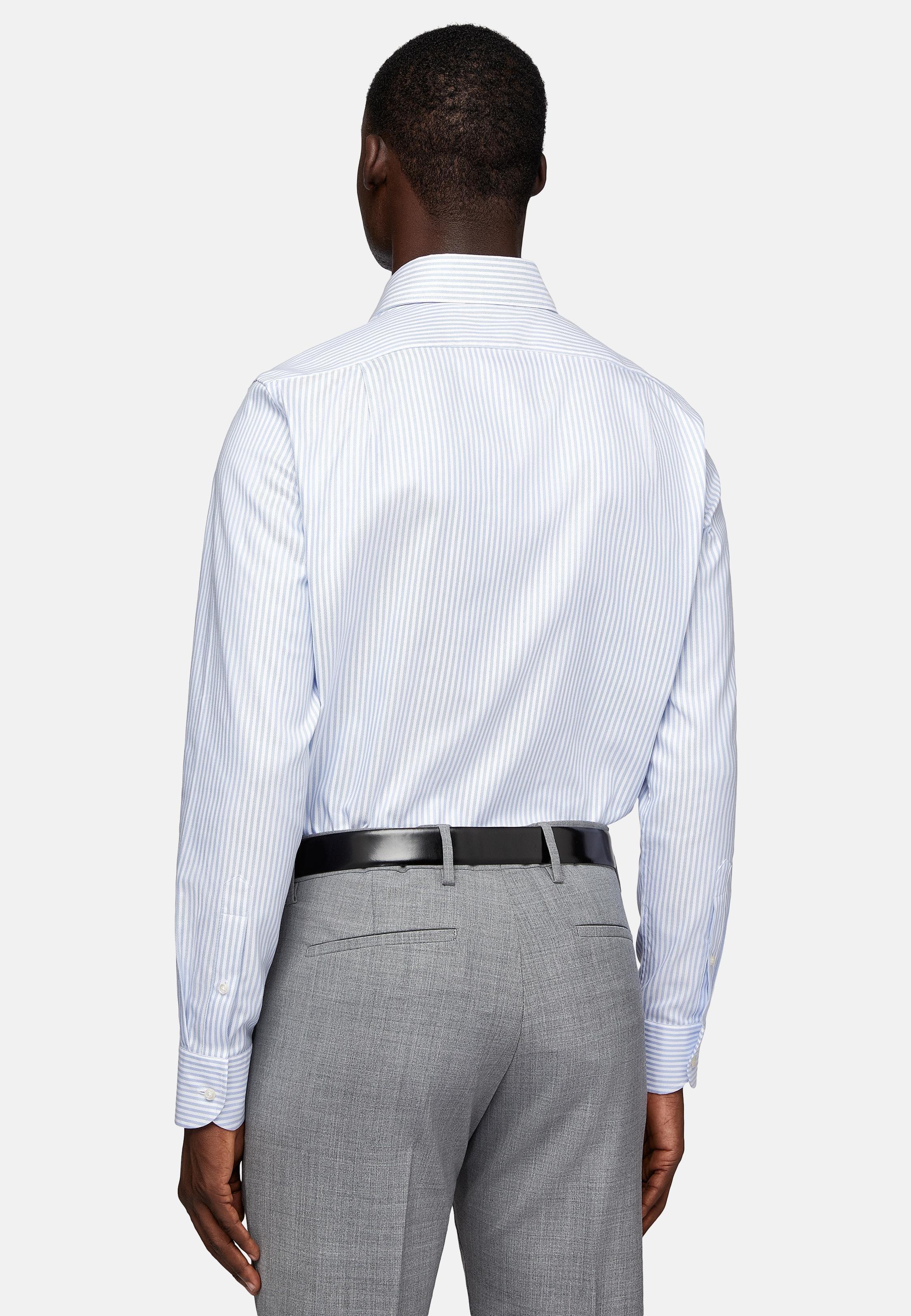 Blue Striped Tailored Formal Shirt, , large image number 3