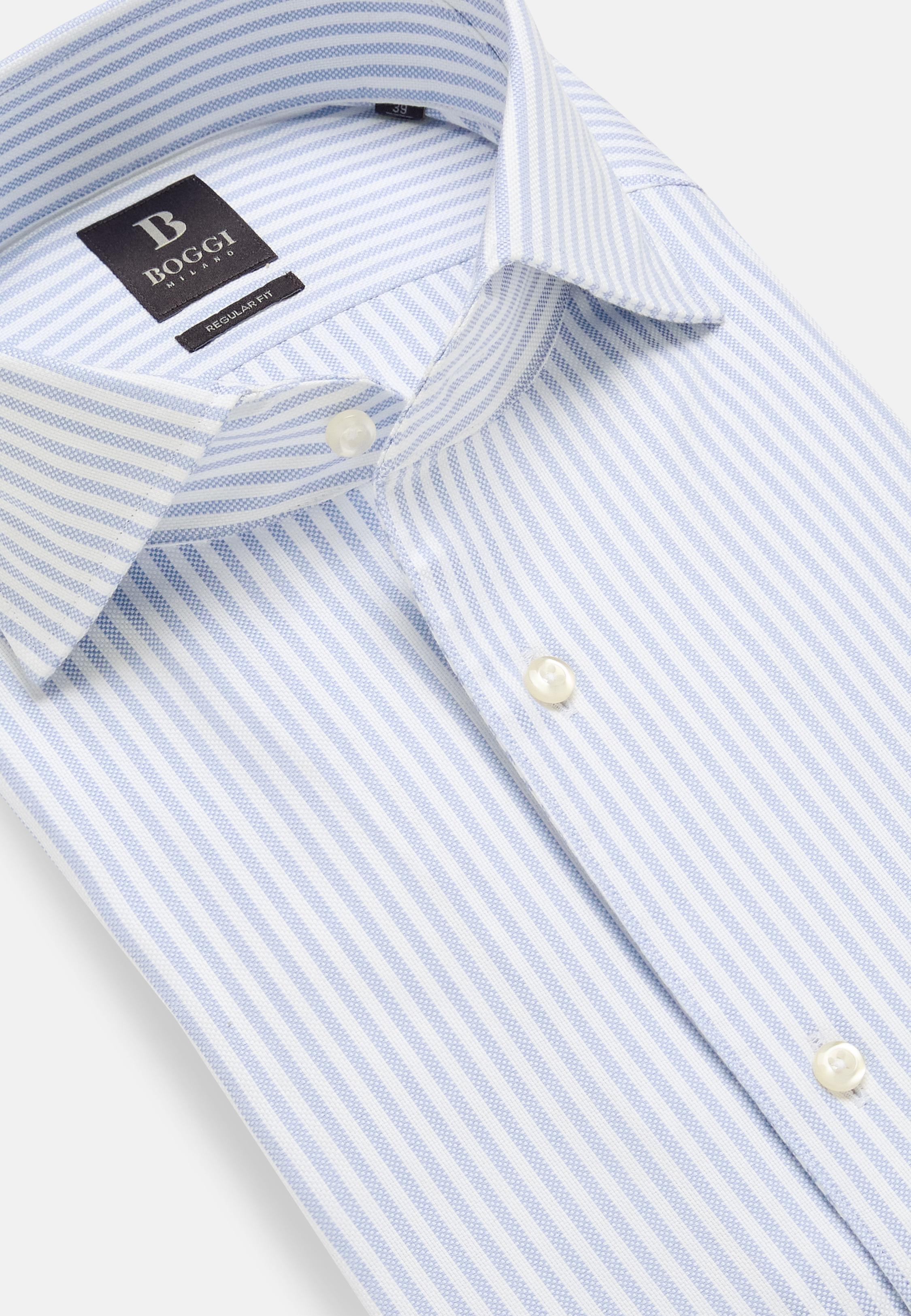 Blue Striped Tailored Formal Shirt, , large image number 6