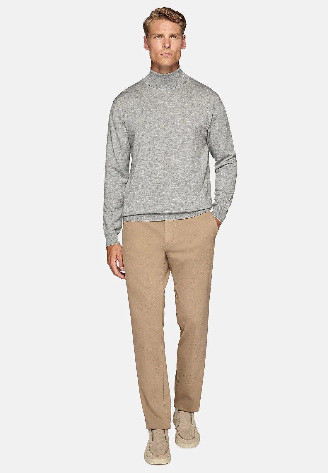 Grey Solid Merino Wool Jumper, , large image number 0