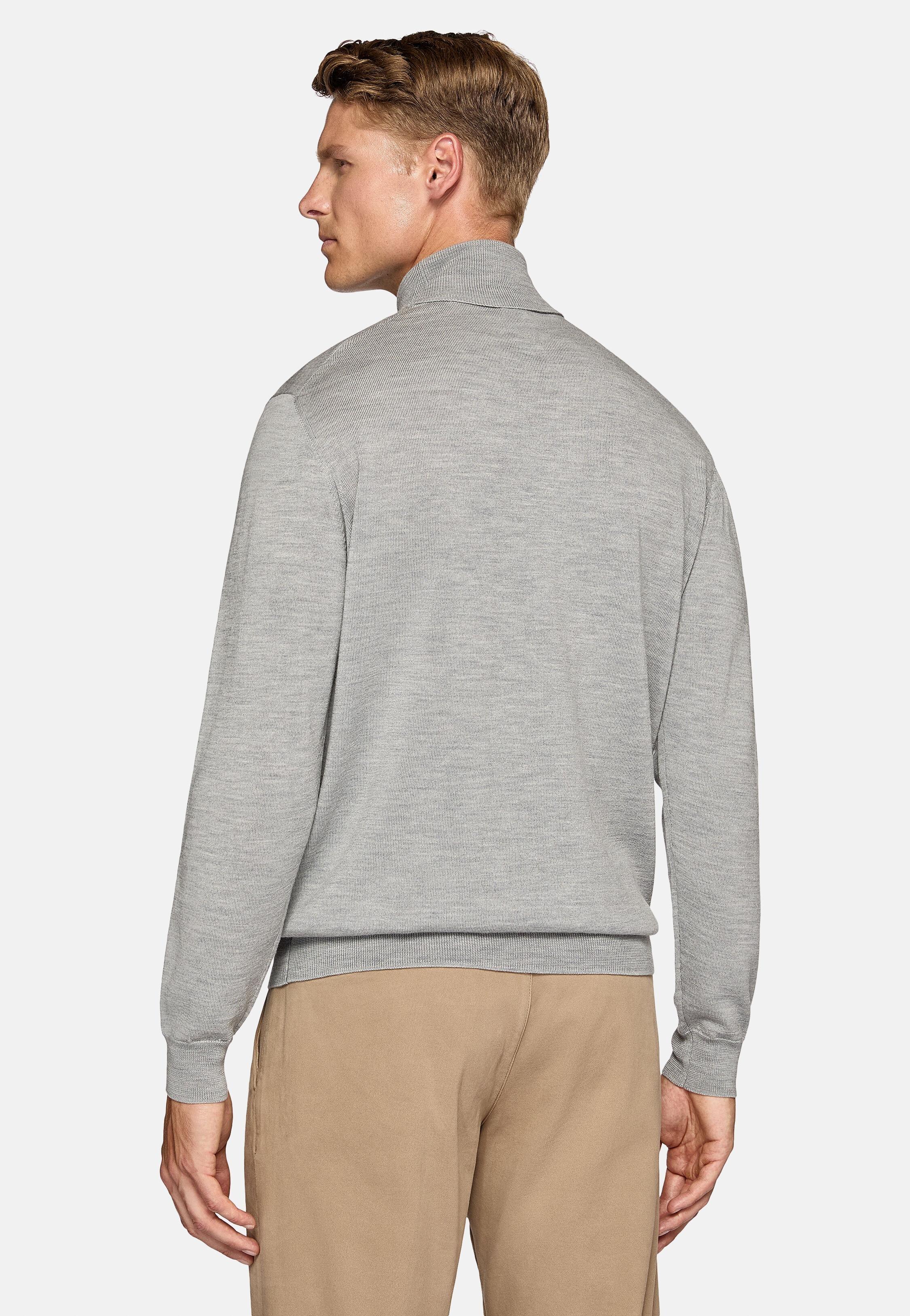 Grey Solid Merino Wool Jumper, Grey, large image number 3