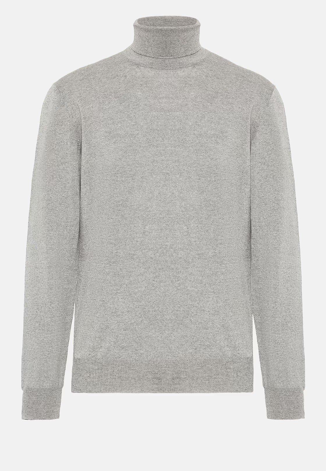 Grey Solid Merino Wool Jumper, Grey, large image number 4