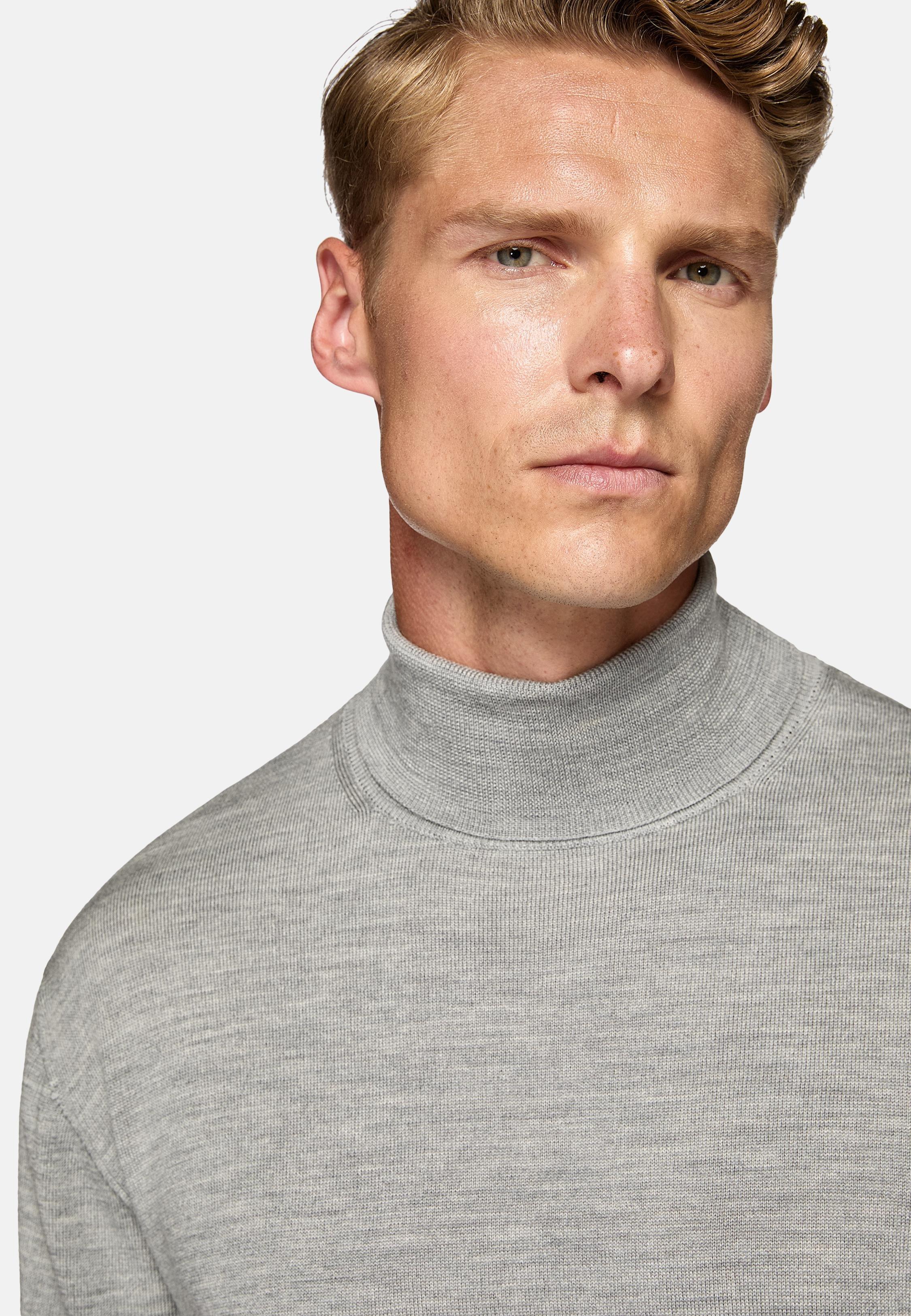 Grey Solid Merino Wool Jumper, , large image number 5