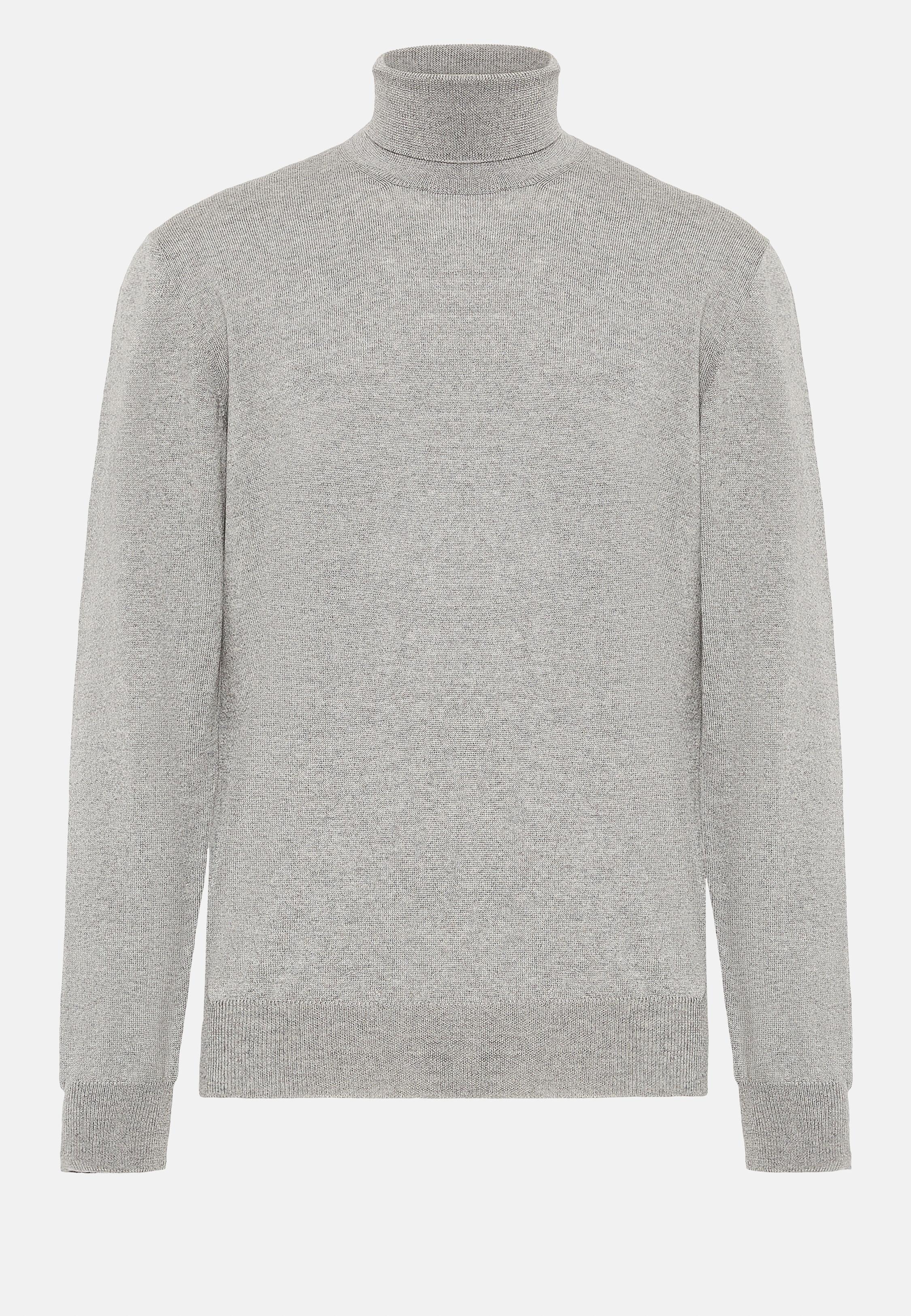 Jumper in Solid Merino Wool, Grey, Grey, large image number 7