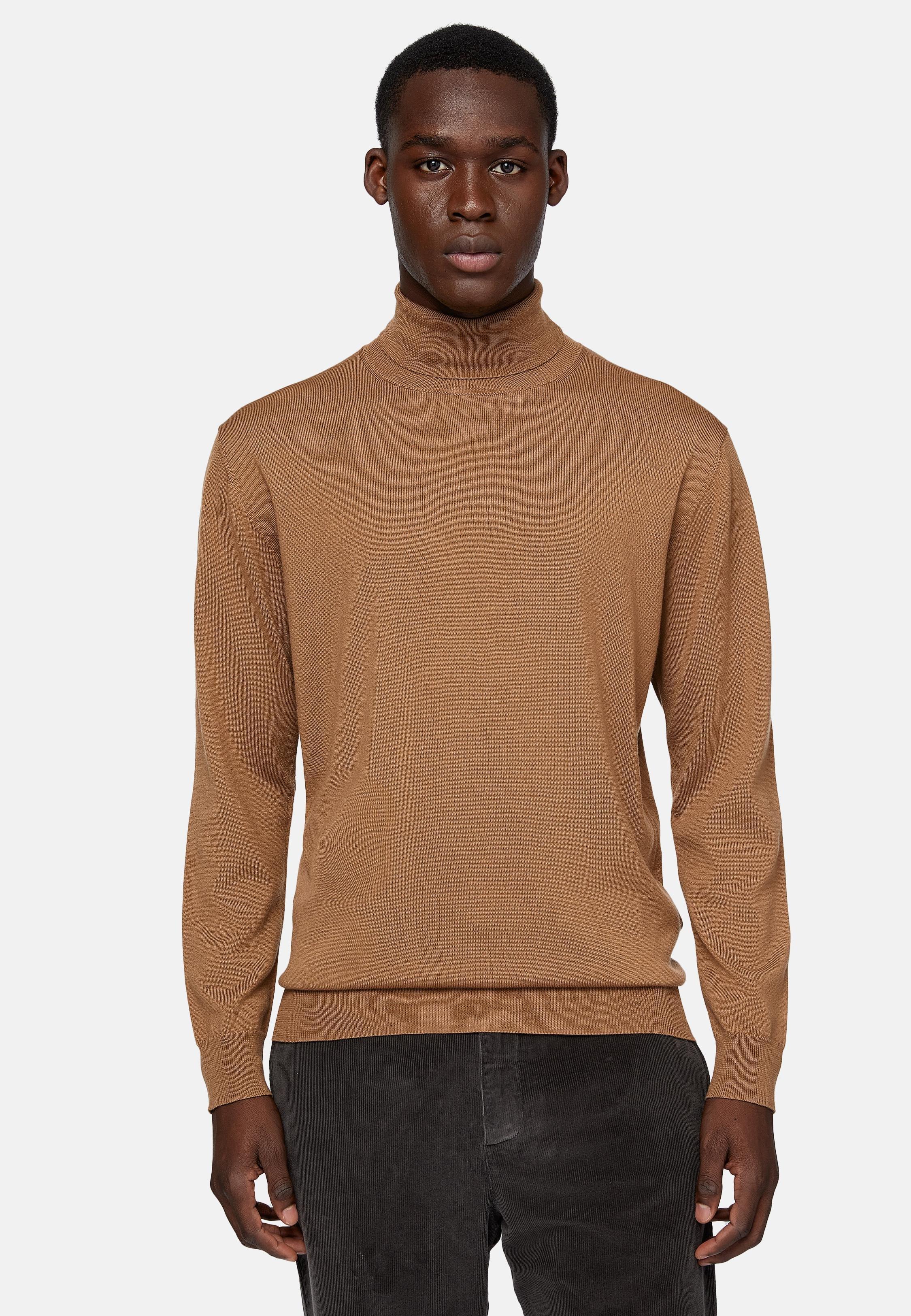 Brown Solid Long Turtleneck, , large image number 1