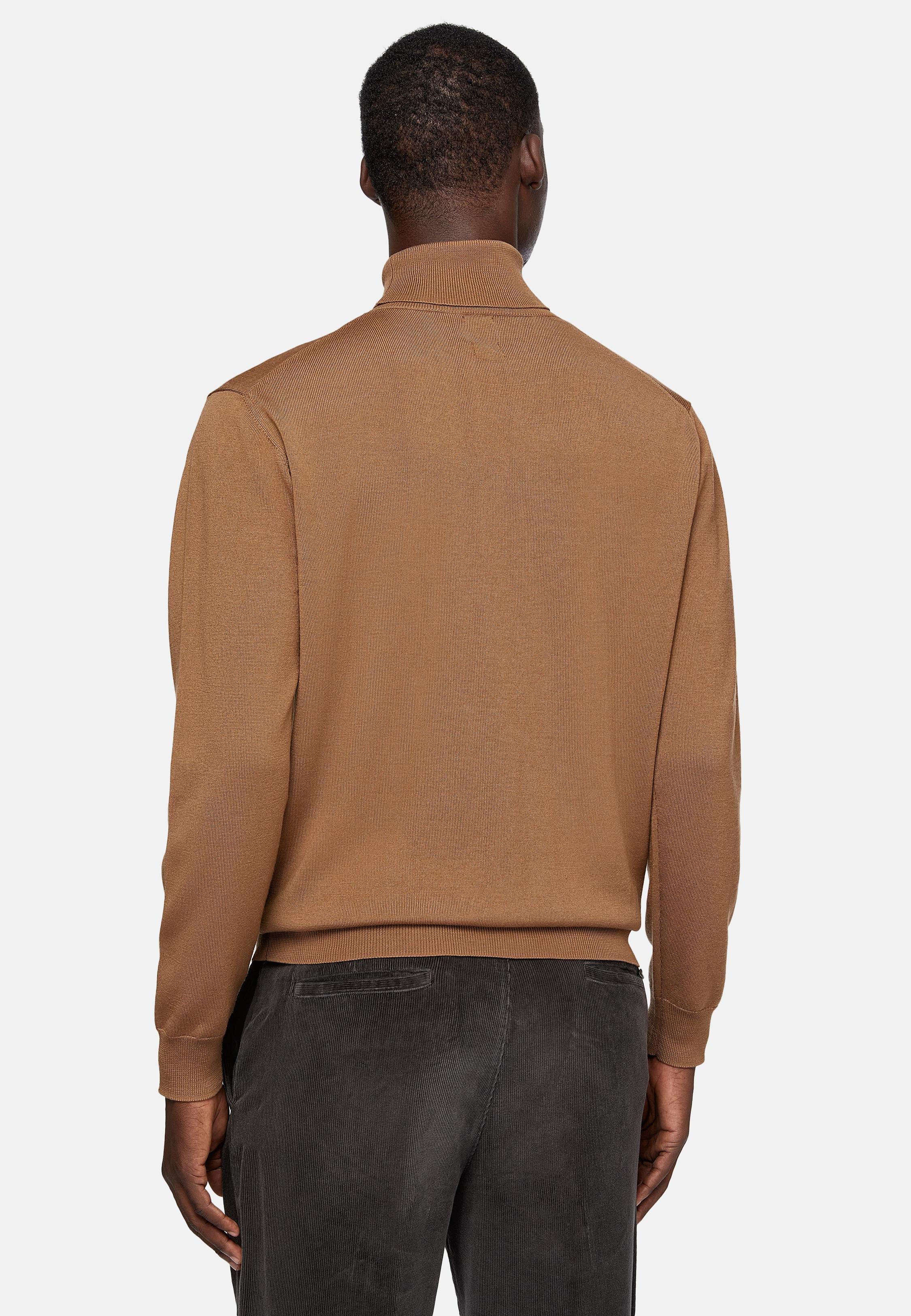 Brown Solid Long Turtleneck, , large image number 3