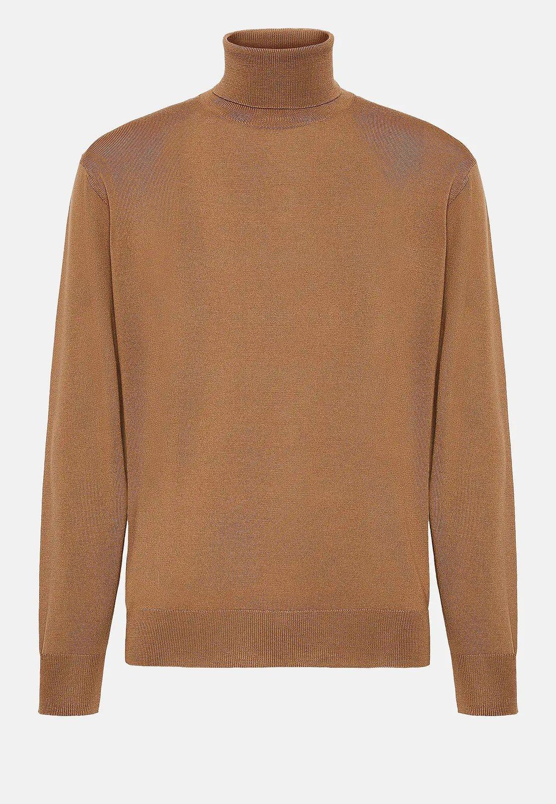 Brown Solid Long Turtleneck, , large image number 4