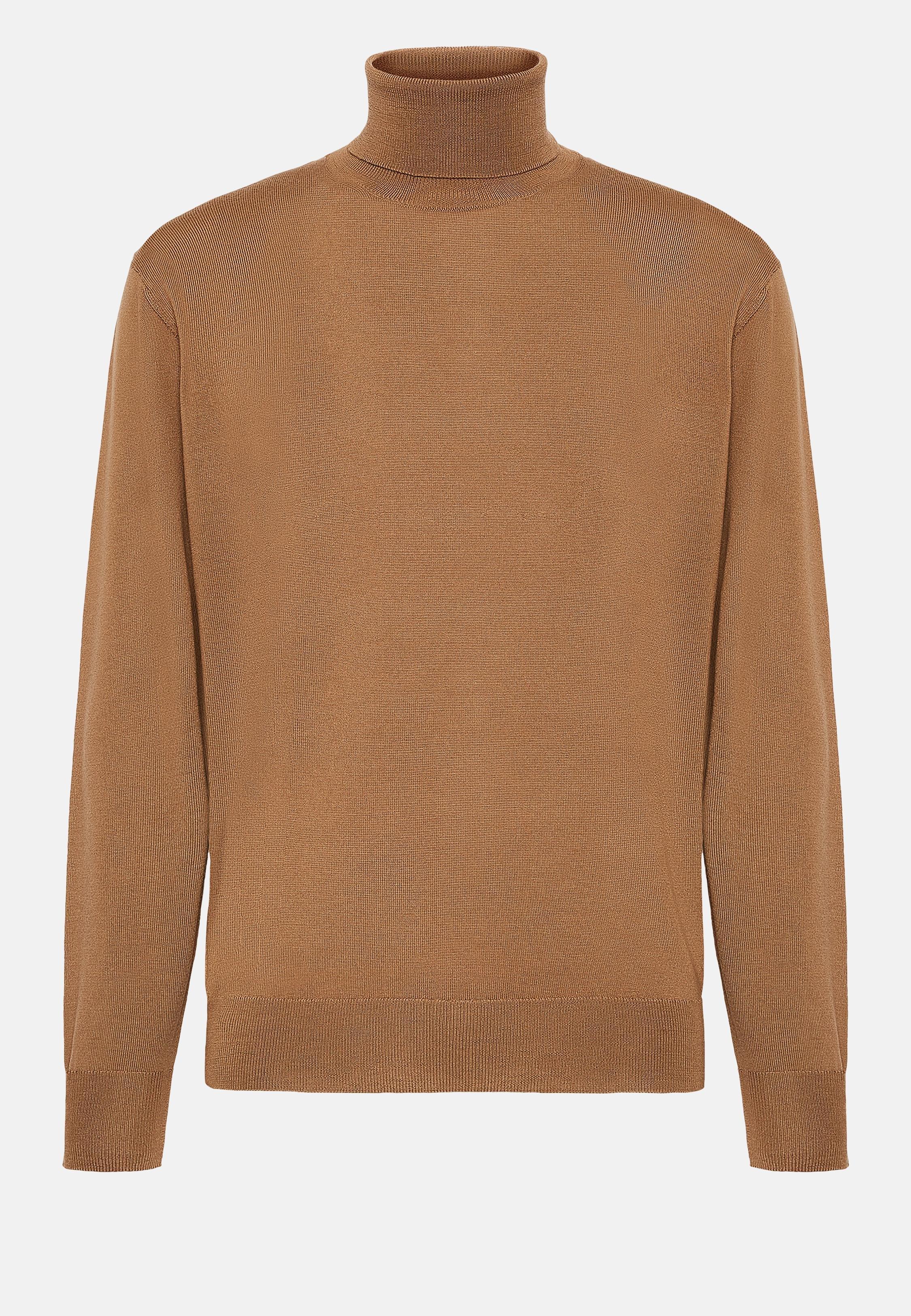 Brown Solid Long Turtleneck, , large image number 6