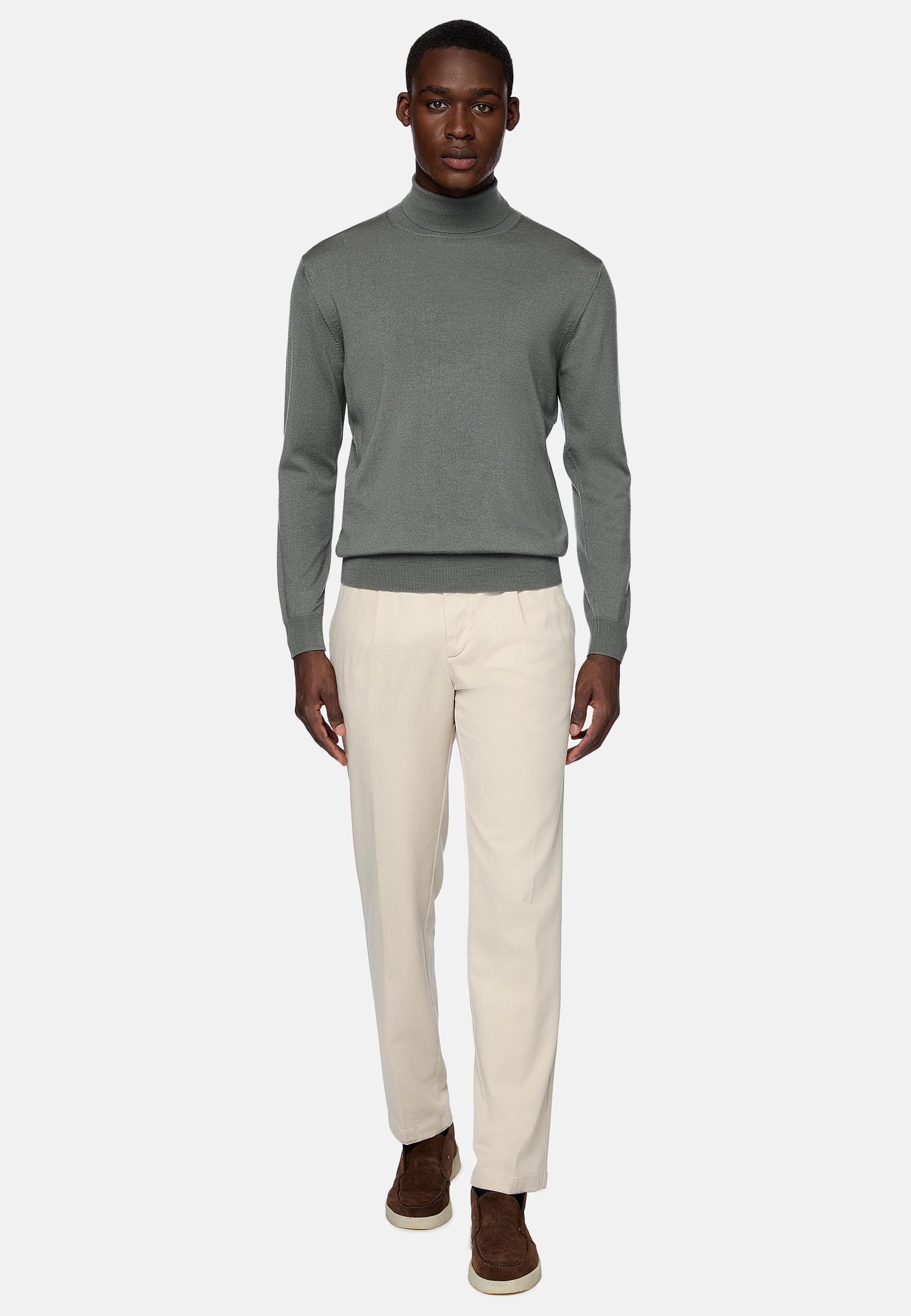 Green Wool Polo Neck Jumper, , large image number 0