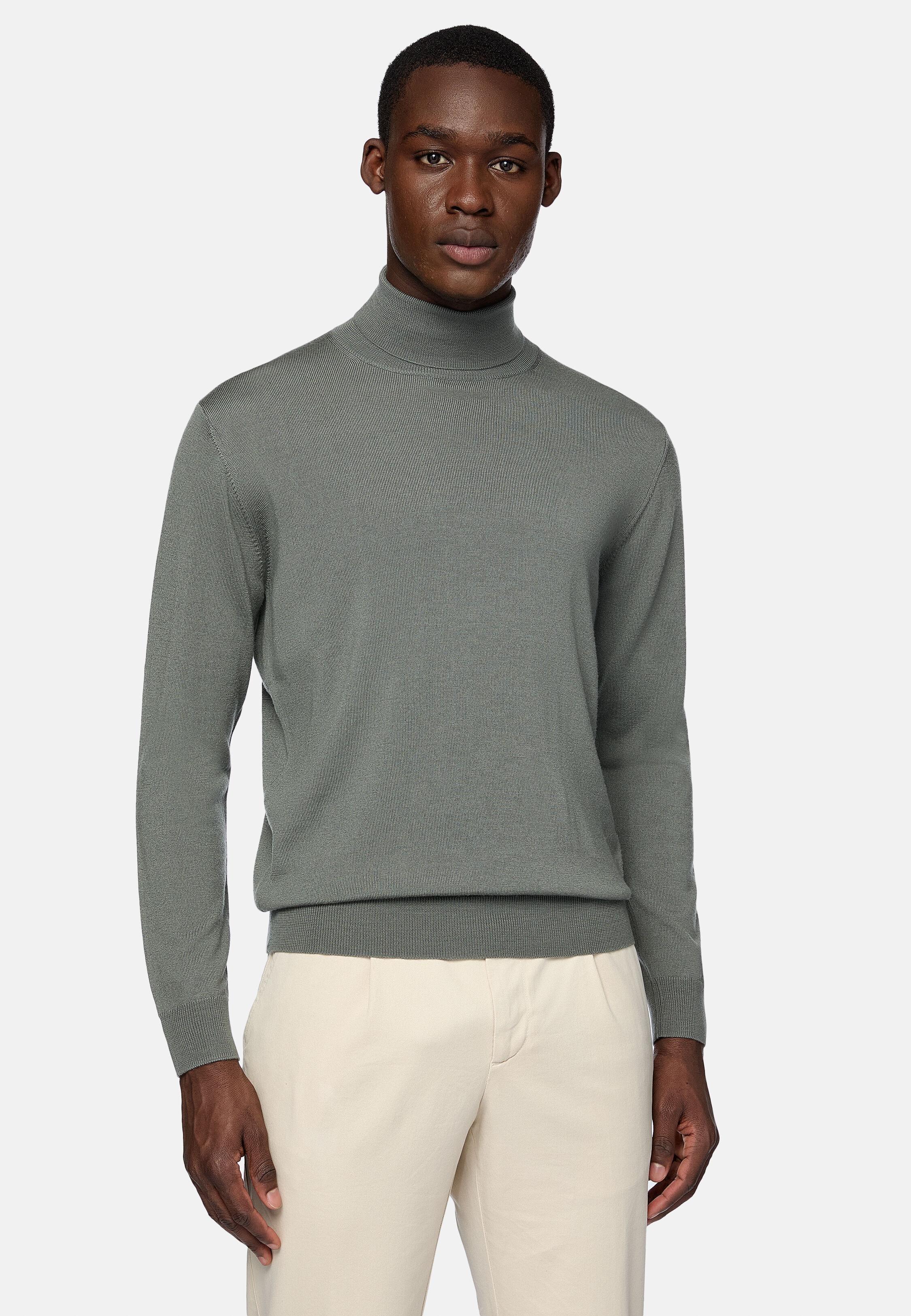 Green Wool Polo Neck Jumper, 3901_GREE, large image number 0