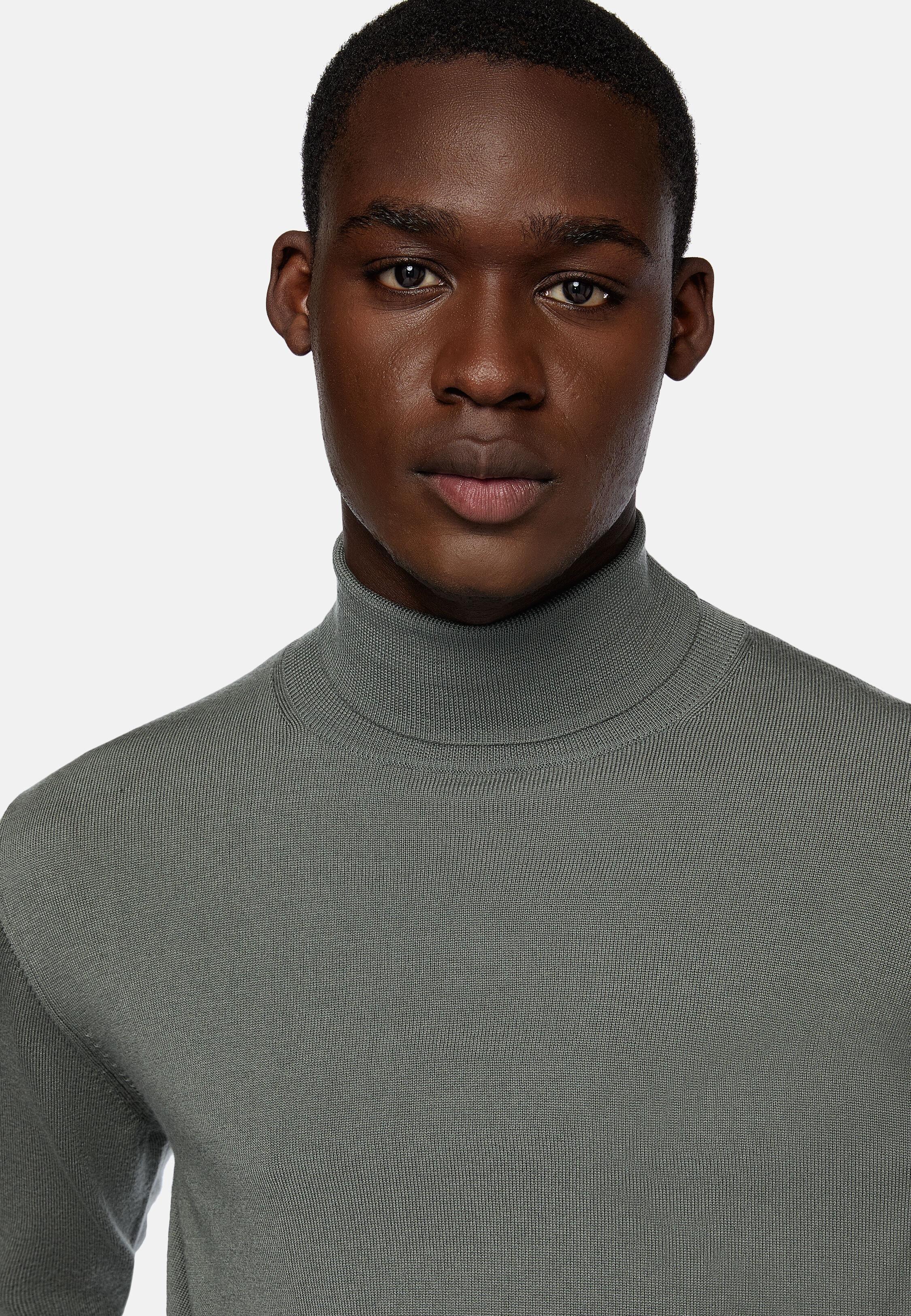 Green Wool Polo Neck Jumper, 3901_GREE, large image number 2