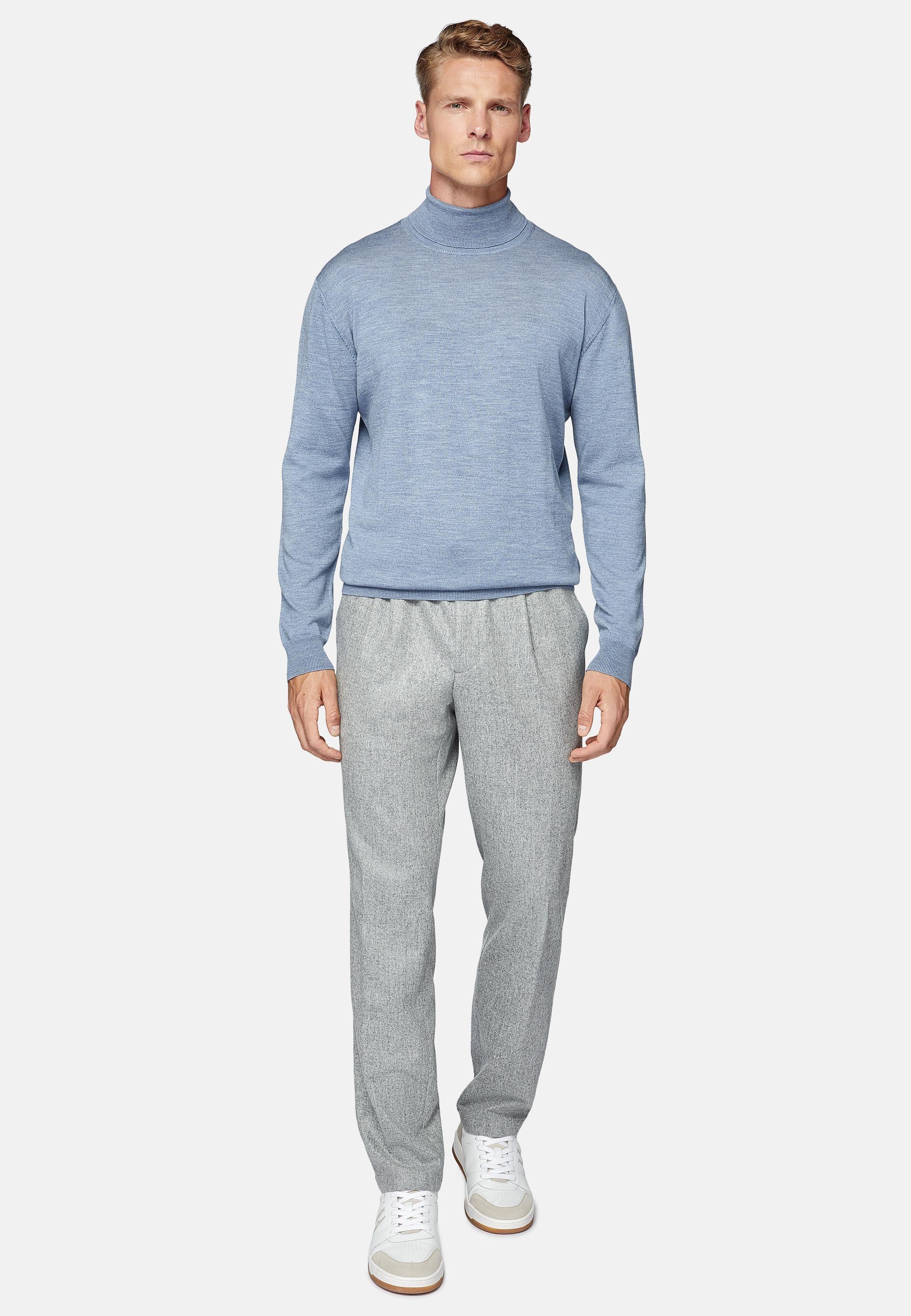 Blue Wool Polo Neck Jumper, , large image number 0