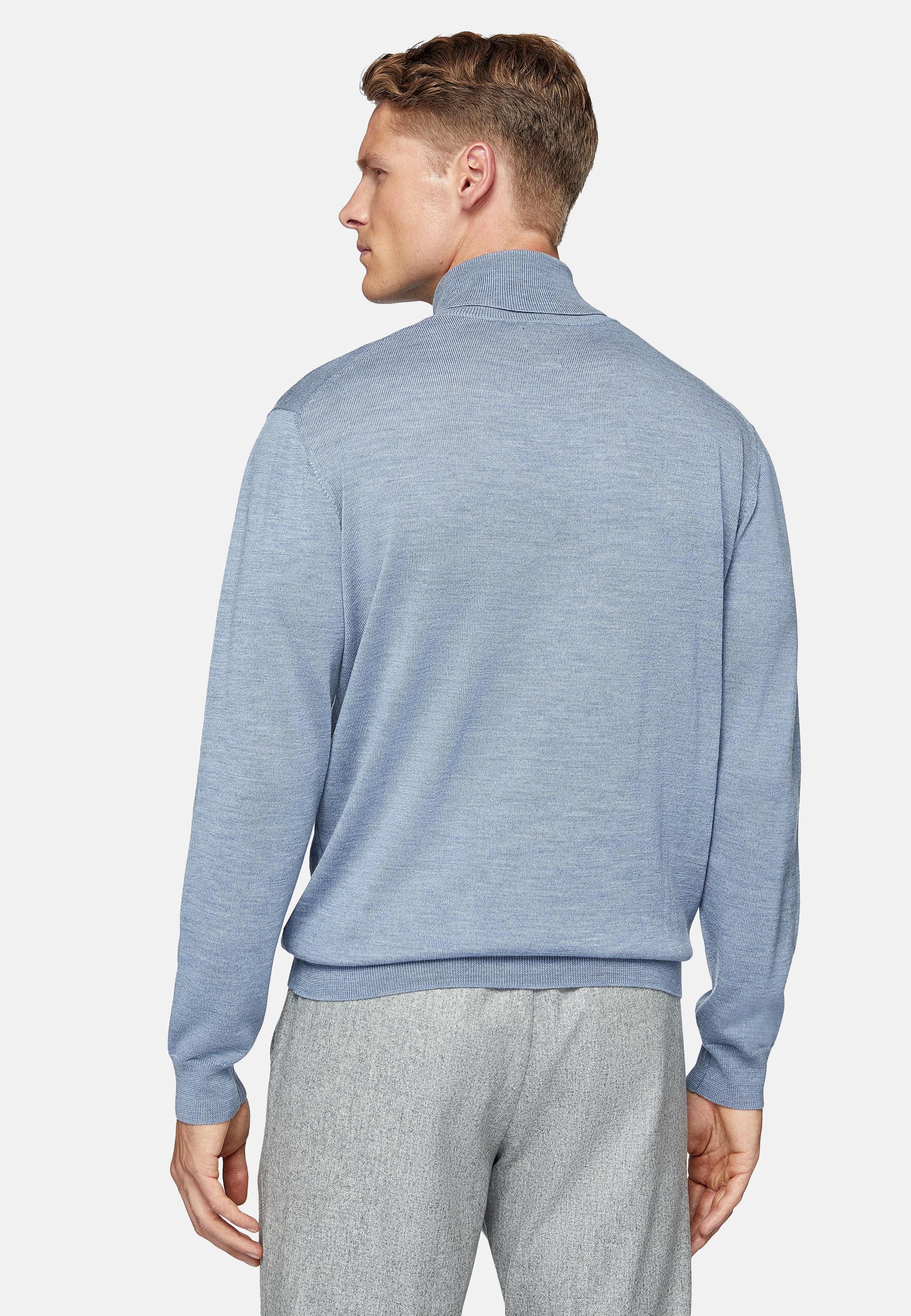Blue Wool Polo Neck Jumper, , large image number 2