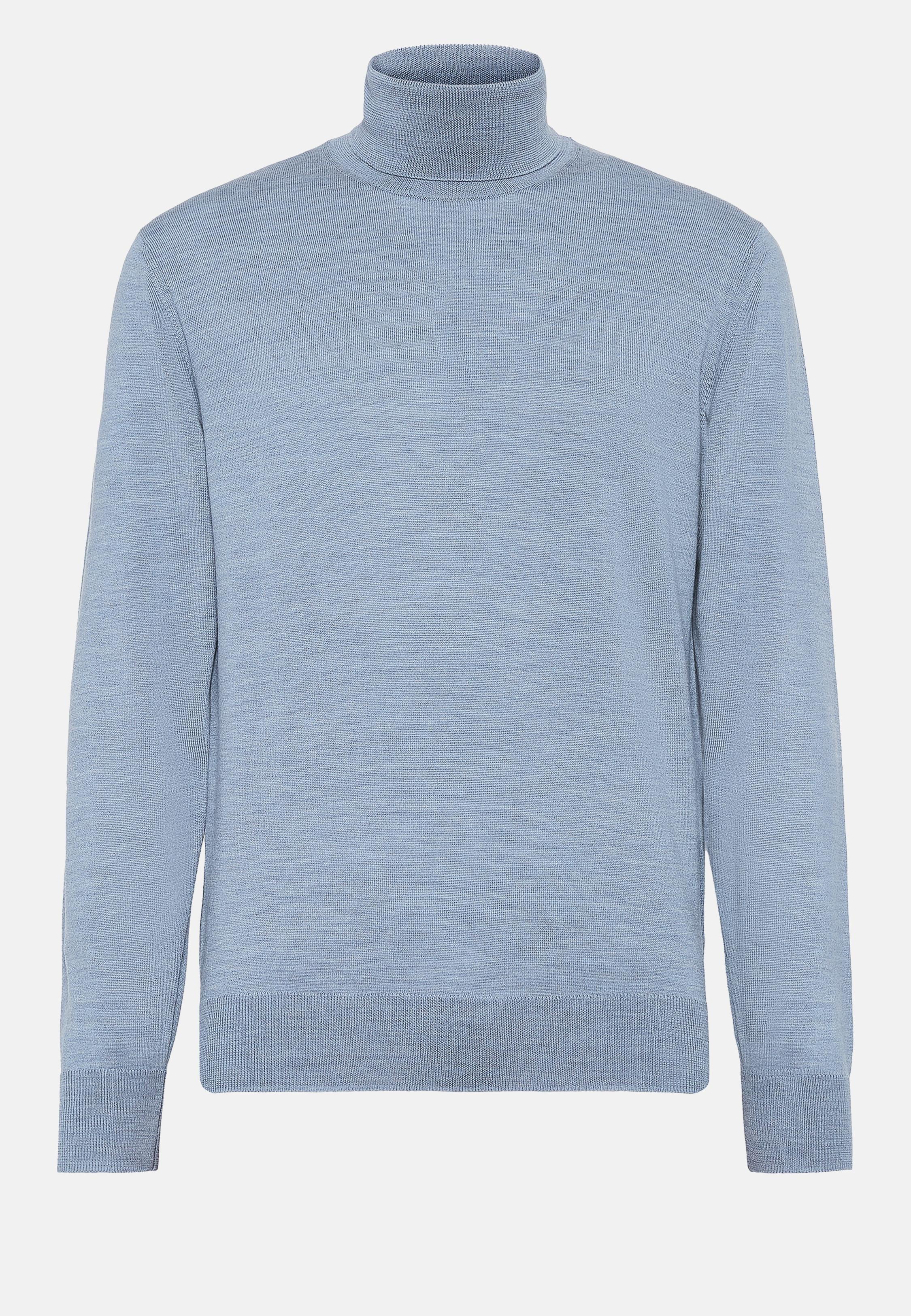 Blue Wool Polo Neck Jumper, , large image number 4