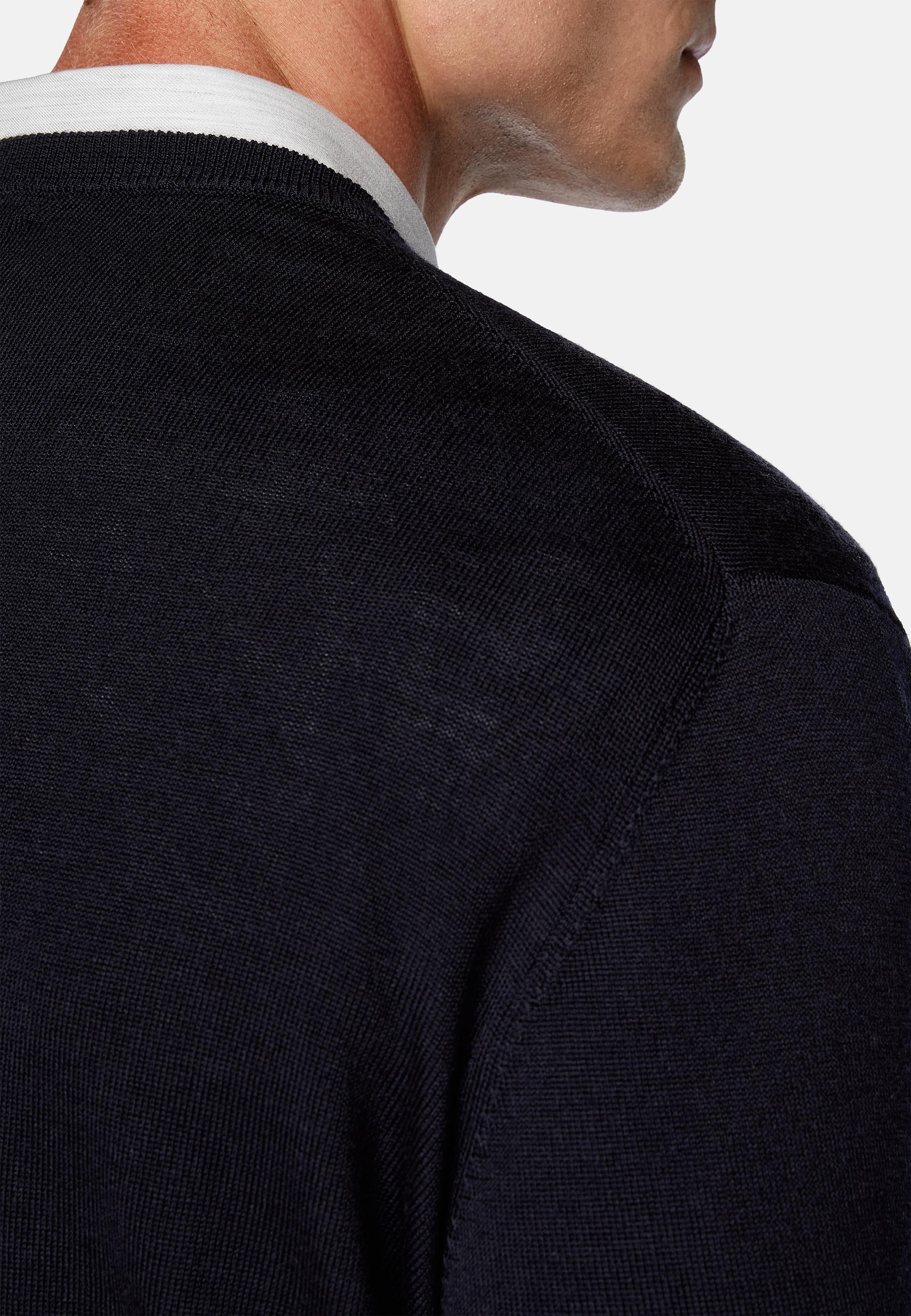 Navy Merino Wool Crew Neck Jumper, , large image number 2