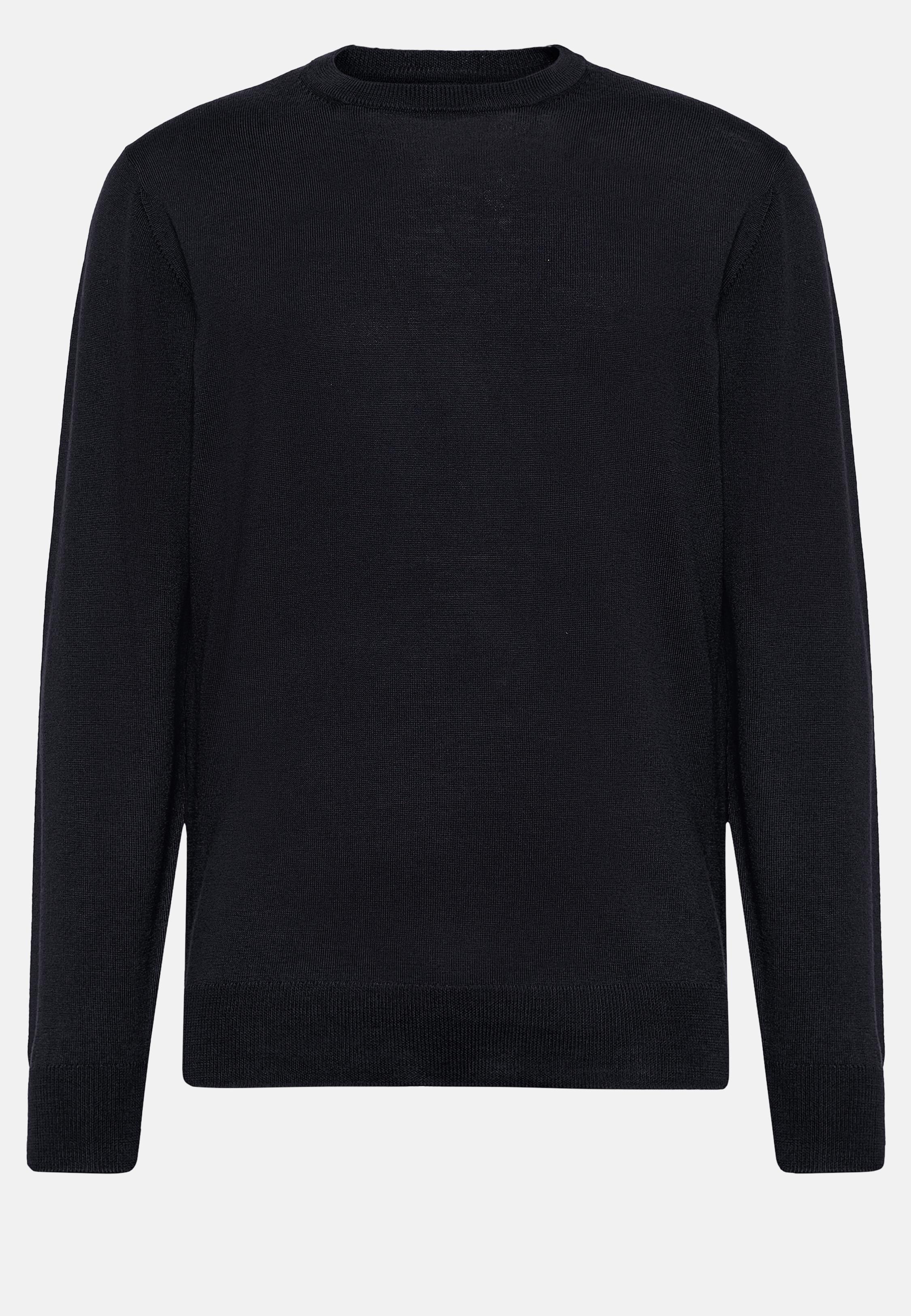 Navy Merino Wool Crew Neck Jumper, , large image number 3