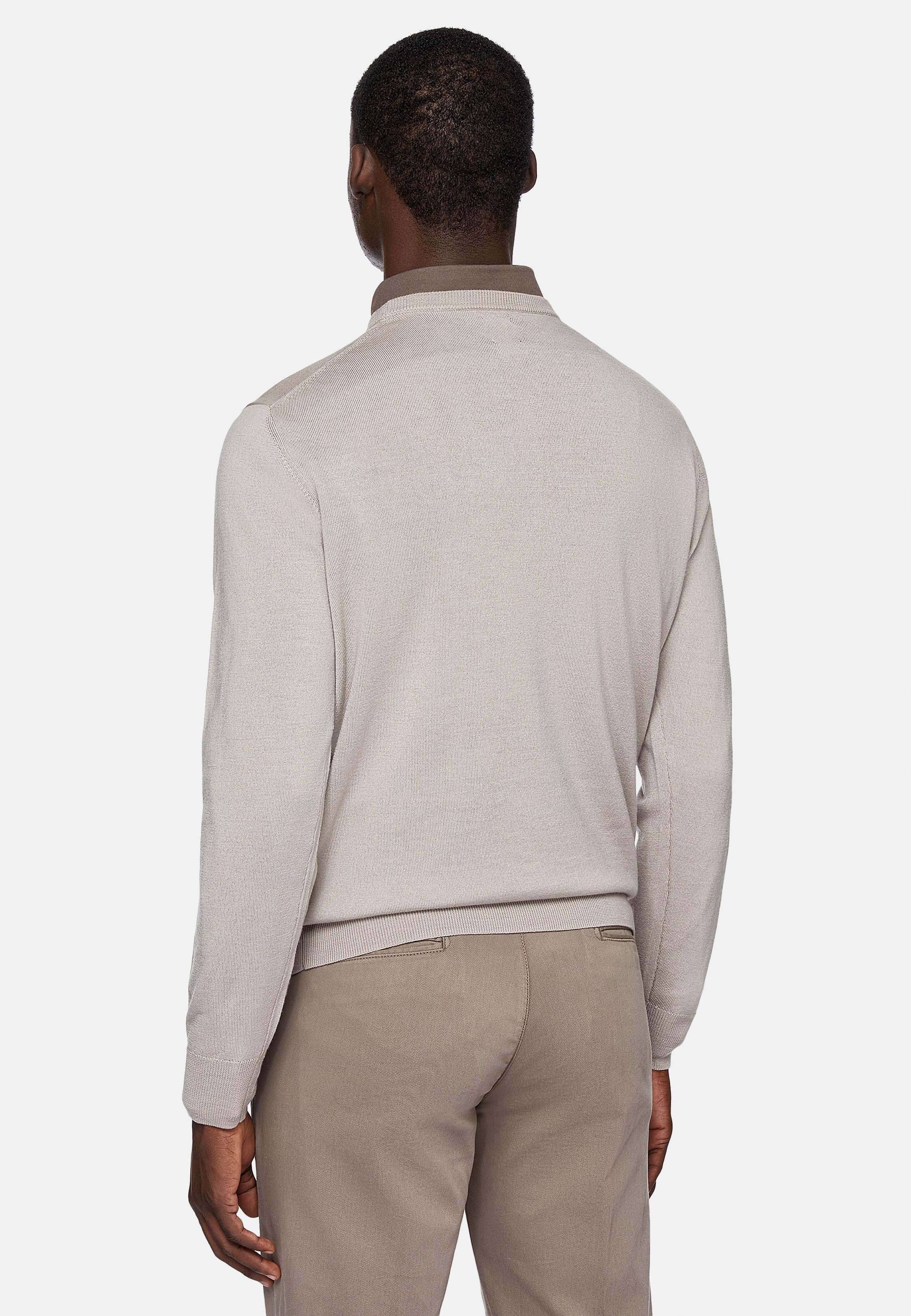 Beige Merino Wool Crew Neck Jumper, , large image number 1