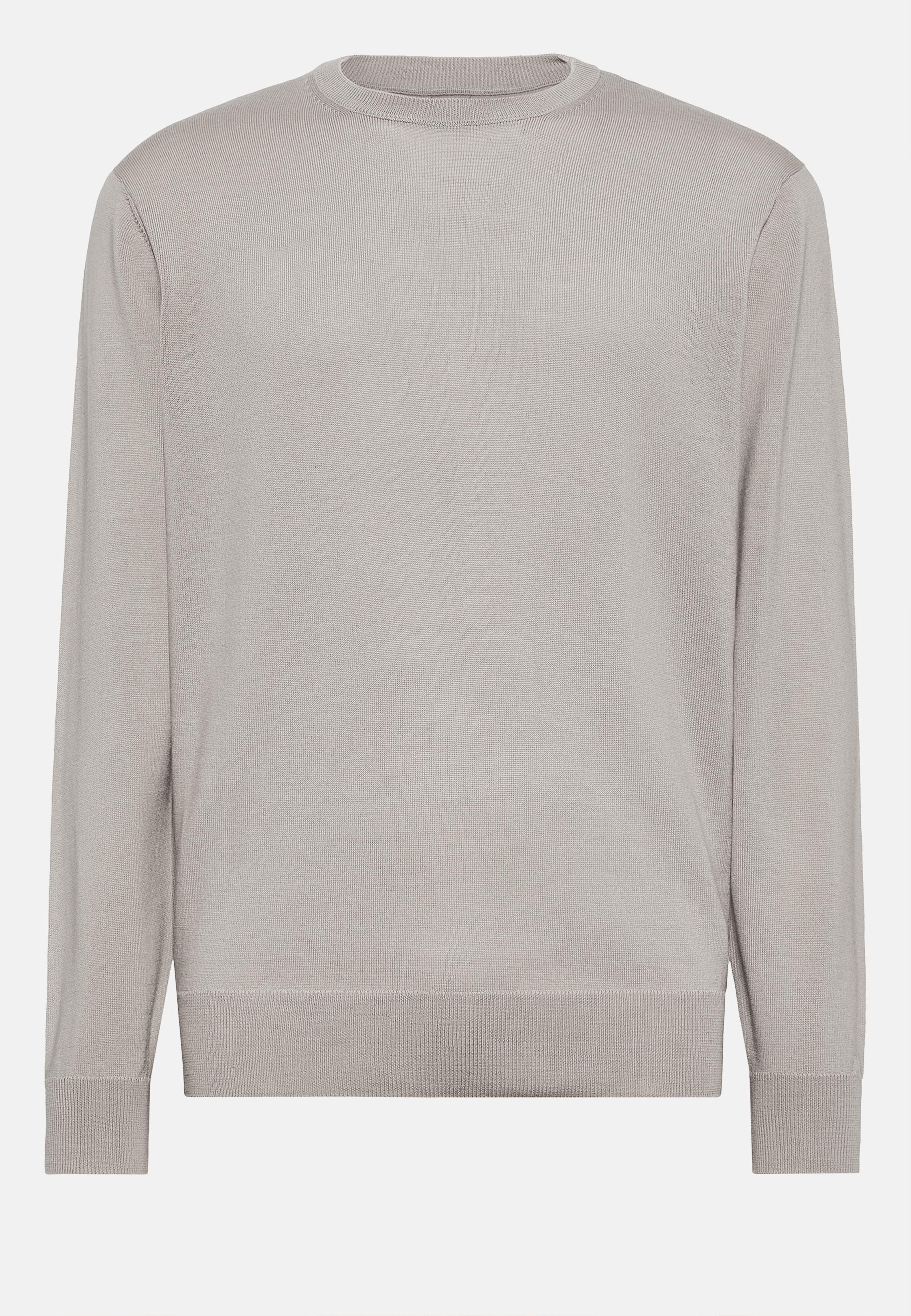 Beige Merino Wool Crew Neck Jumper, , large image number 3