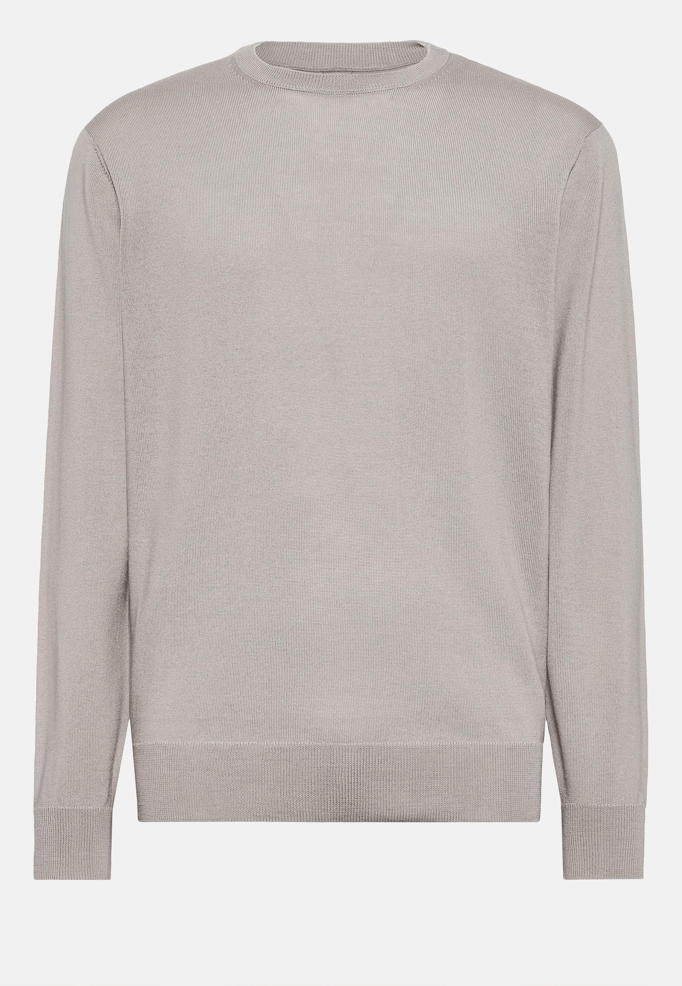 Crew Neck Jumper in Merino Wool, Sand, Sand, large image number 4