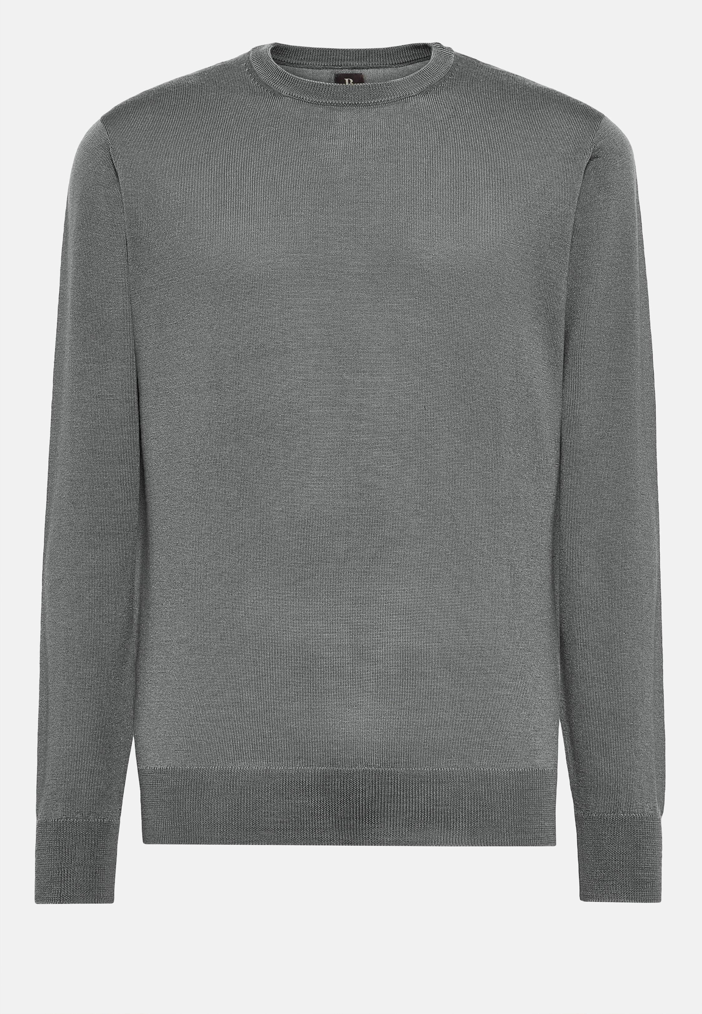 Crew Neck Jumper in Merino Wool, Green, Green, large image number 6