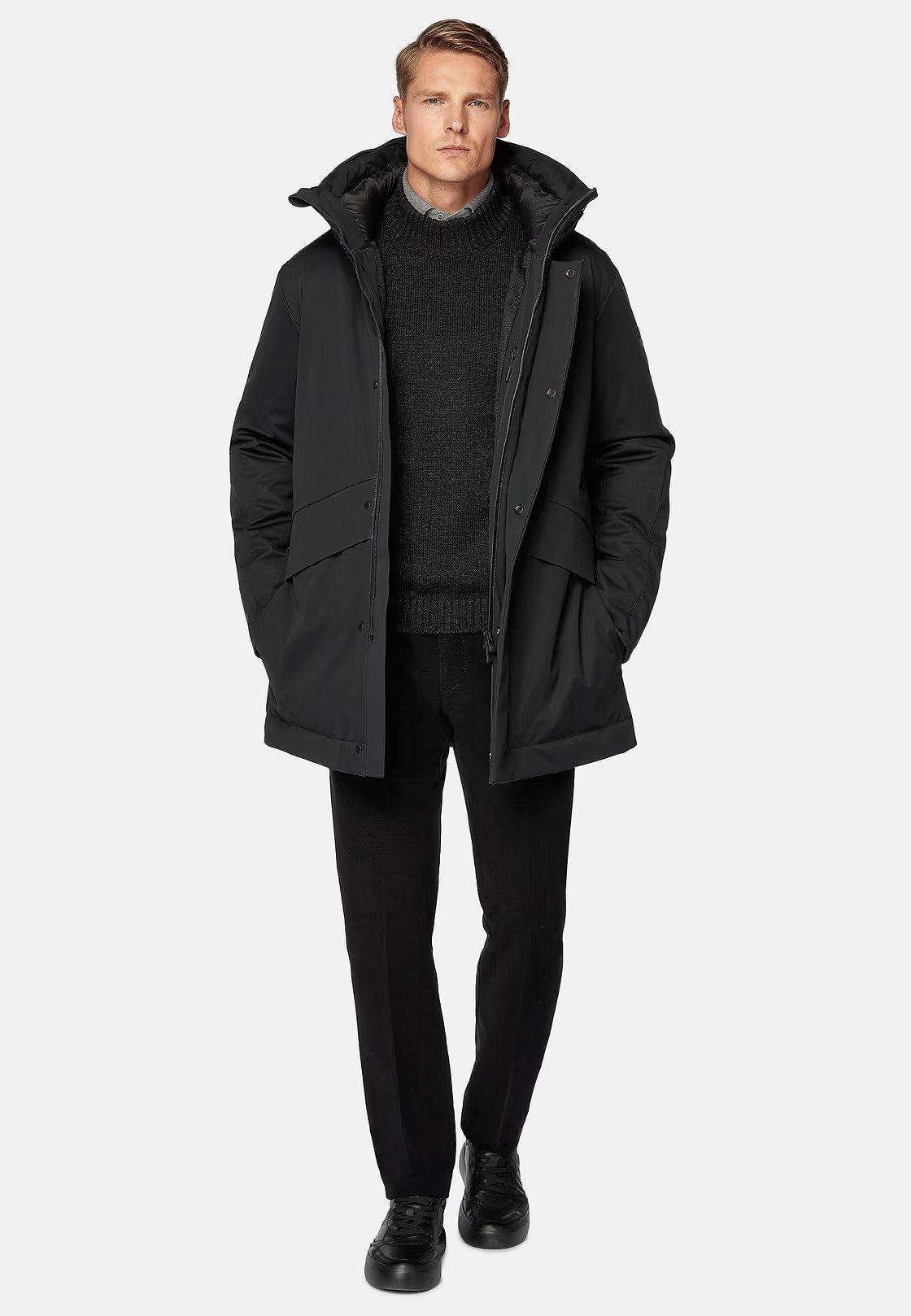 Black Solid Windbreaker Jacket, Black, large image number 0
