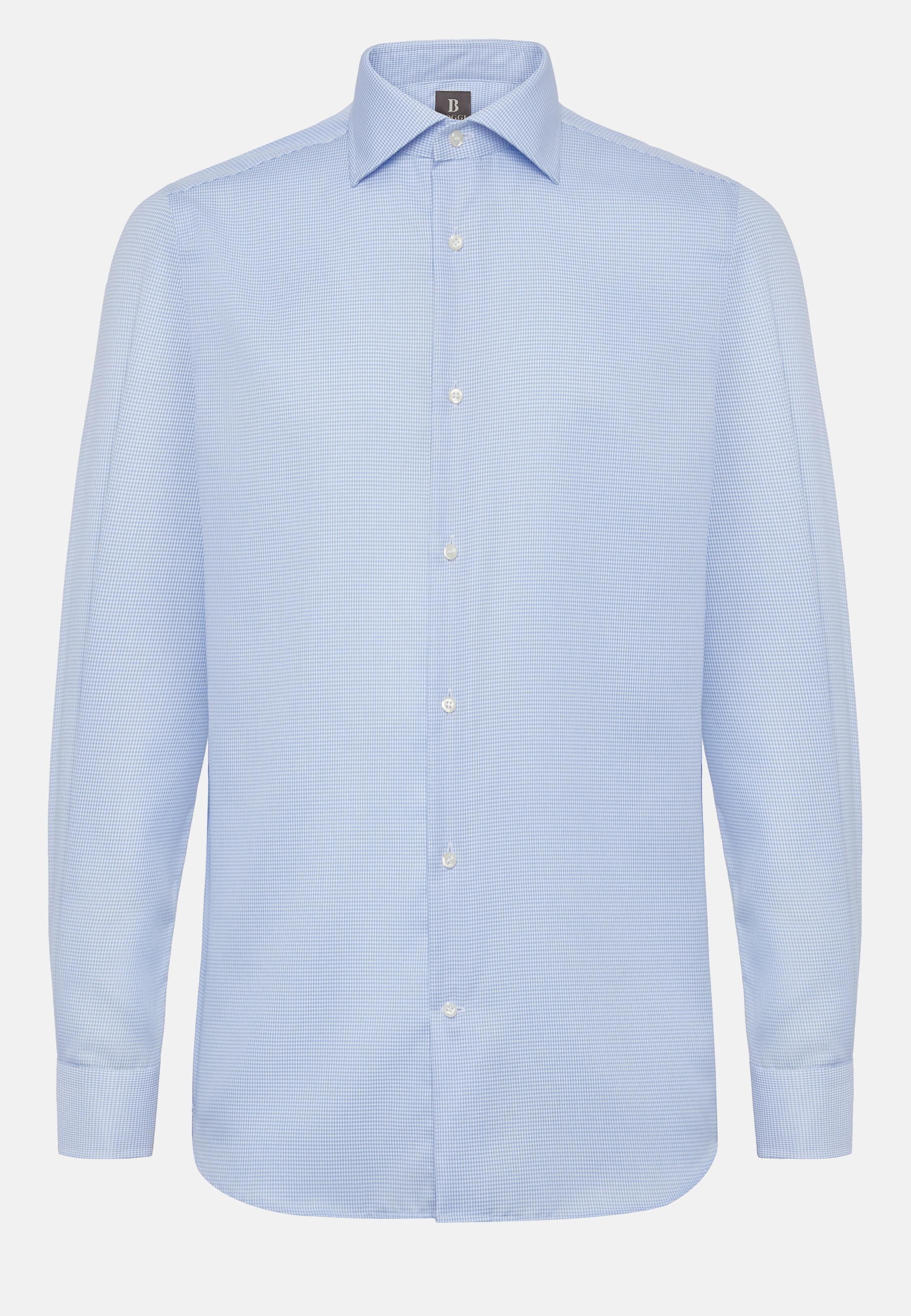 Blue Checked Cotton Shirt, Light Blue, large image number 4