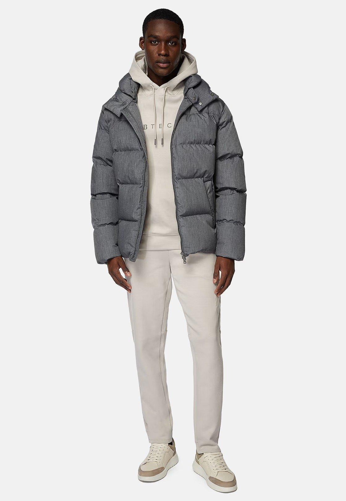 Grey Textured Puffer Jacket, , large image number 0