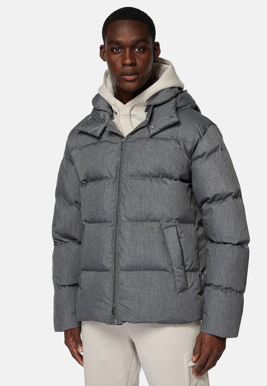 Grey Textured Puffer Jacket, , large image number 1