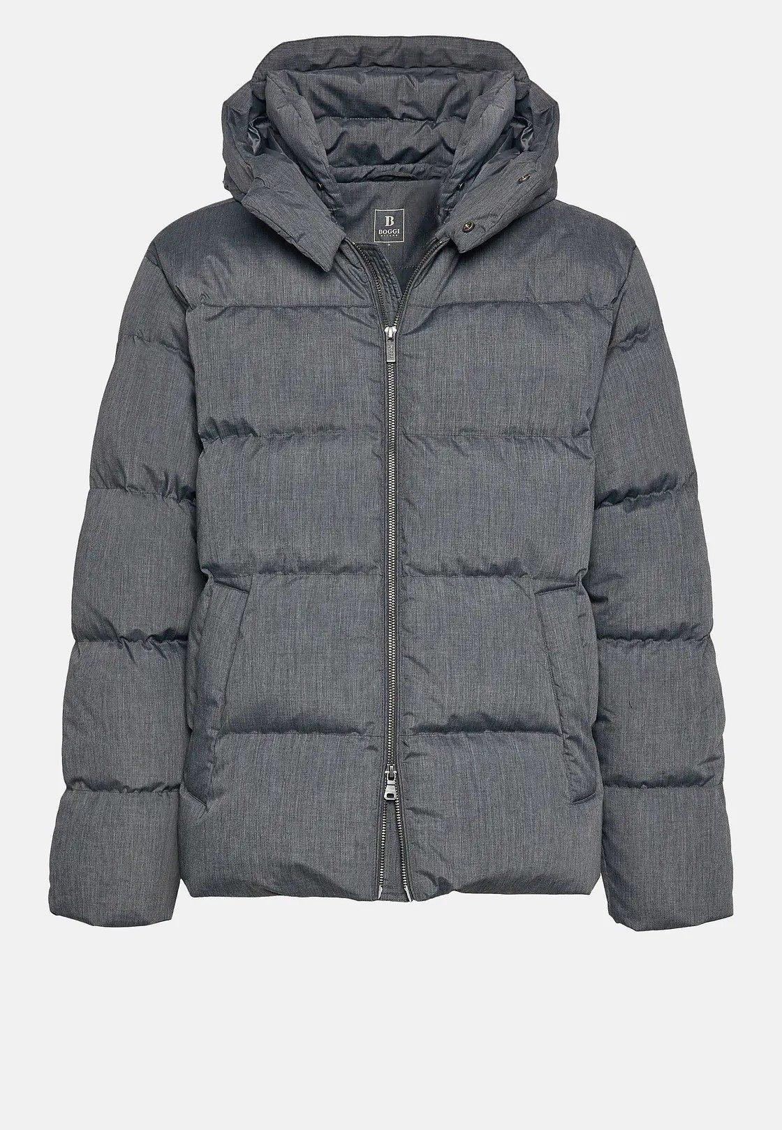 Grey Textured Puffer Jacket, , large image number 4