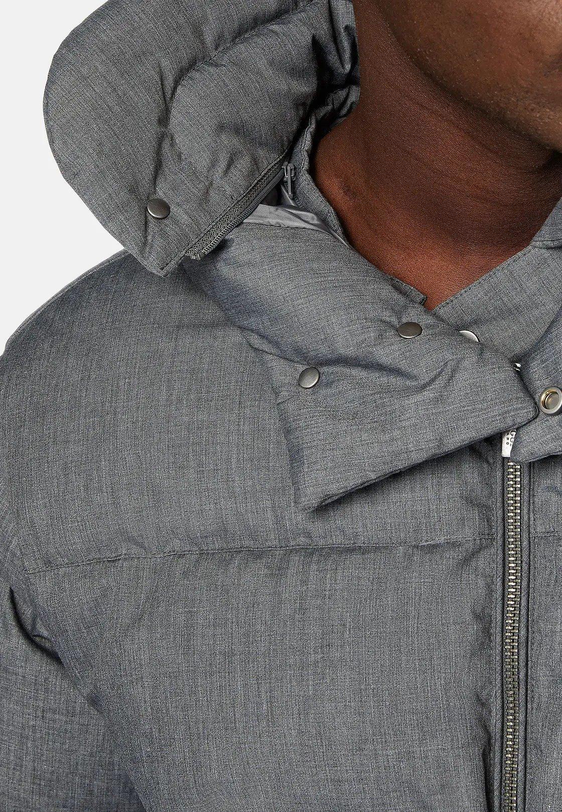 Grey Textured Puffer Jacket, Grey, large image number 6