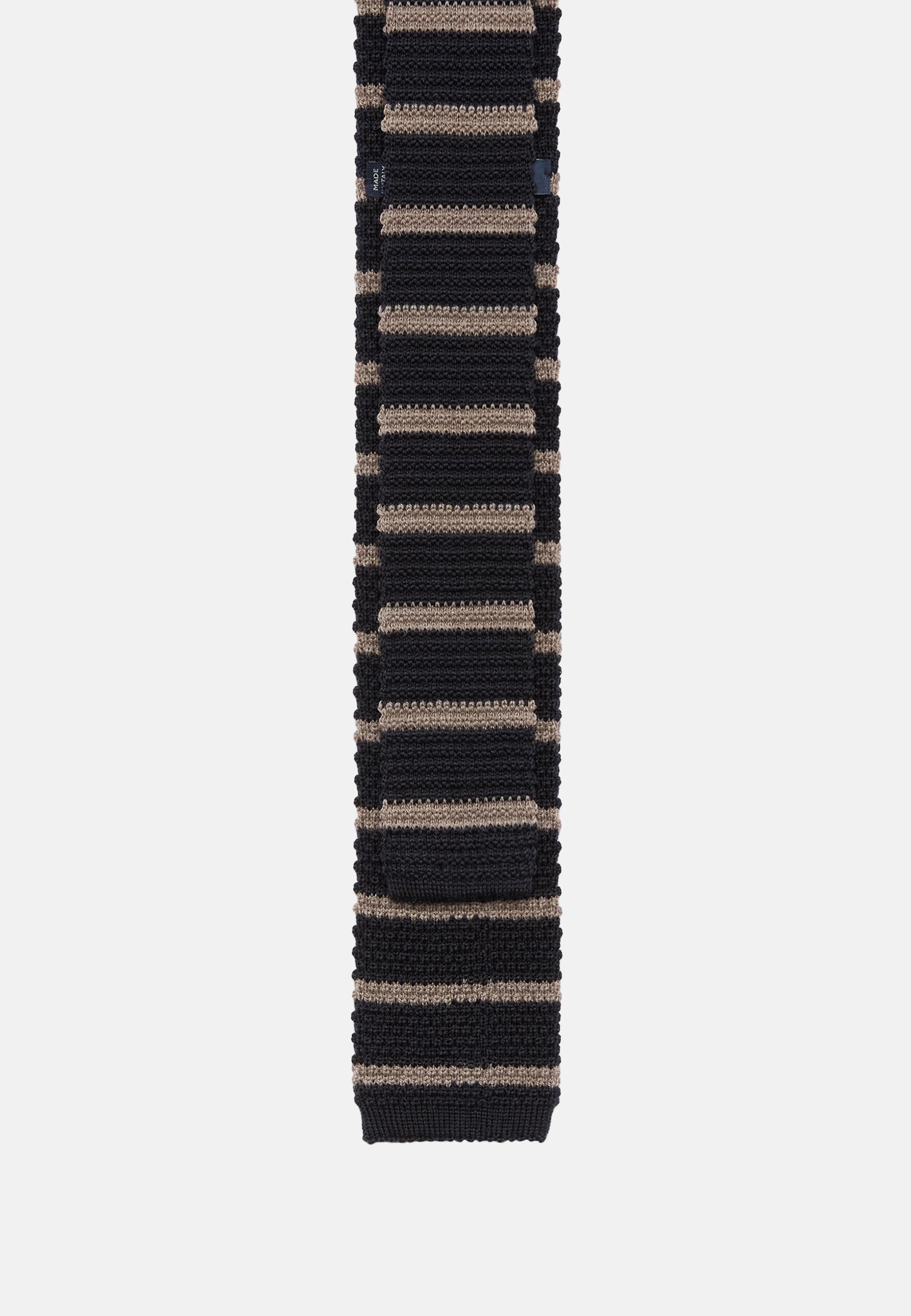 Blue Striped Wool Tie, Navy blue, large image number 0