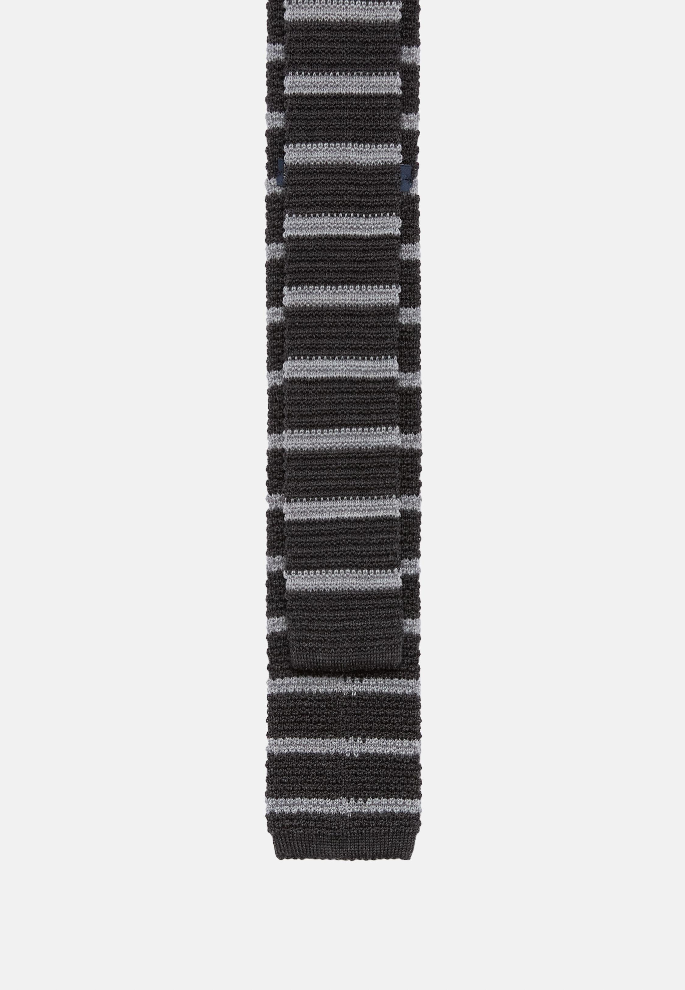 Grey Striped Wool Tie, 3901_GREY, large image number 1