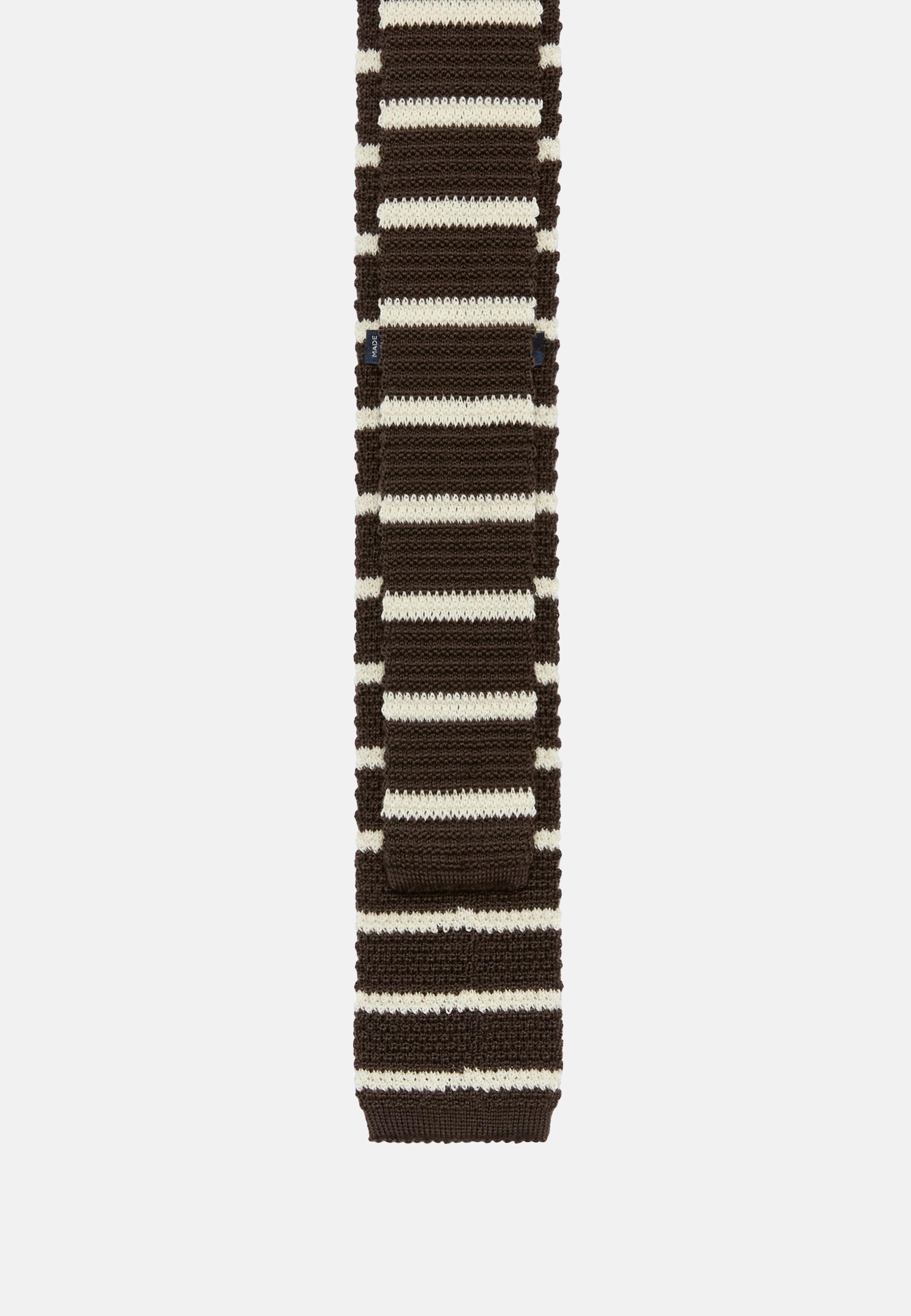Brown Striped Wool Tie, 3901_DKBR, large image number 0