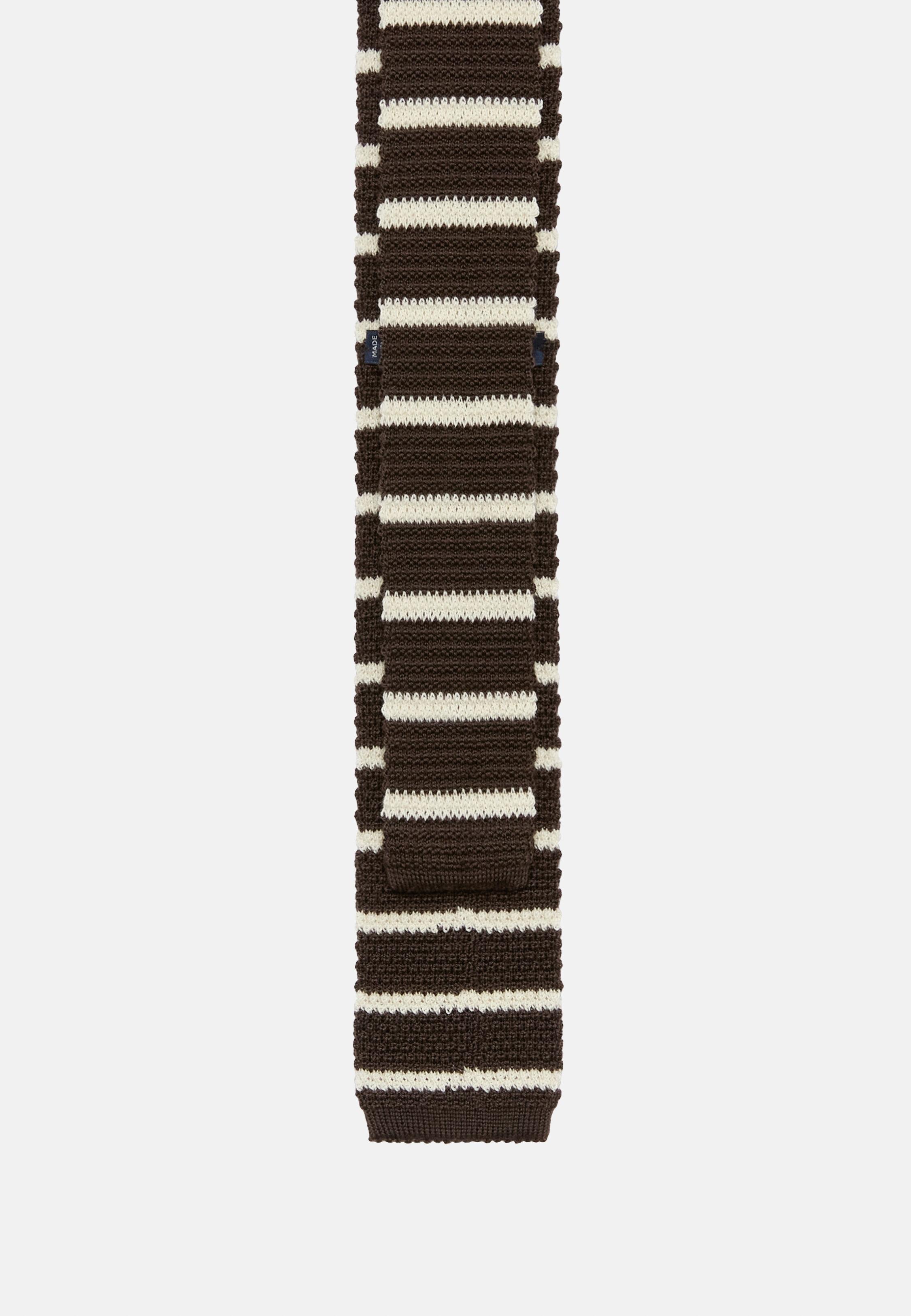 Brown Striped Wool Tie, 3901_DKBR, large image number 1