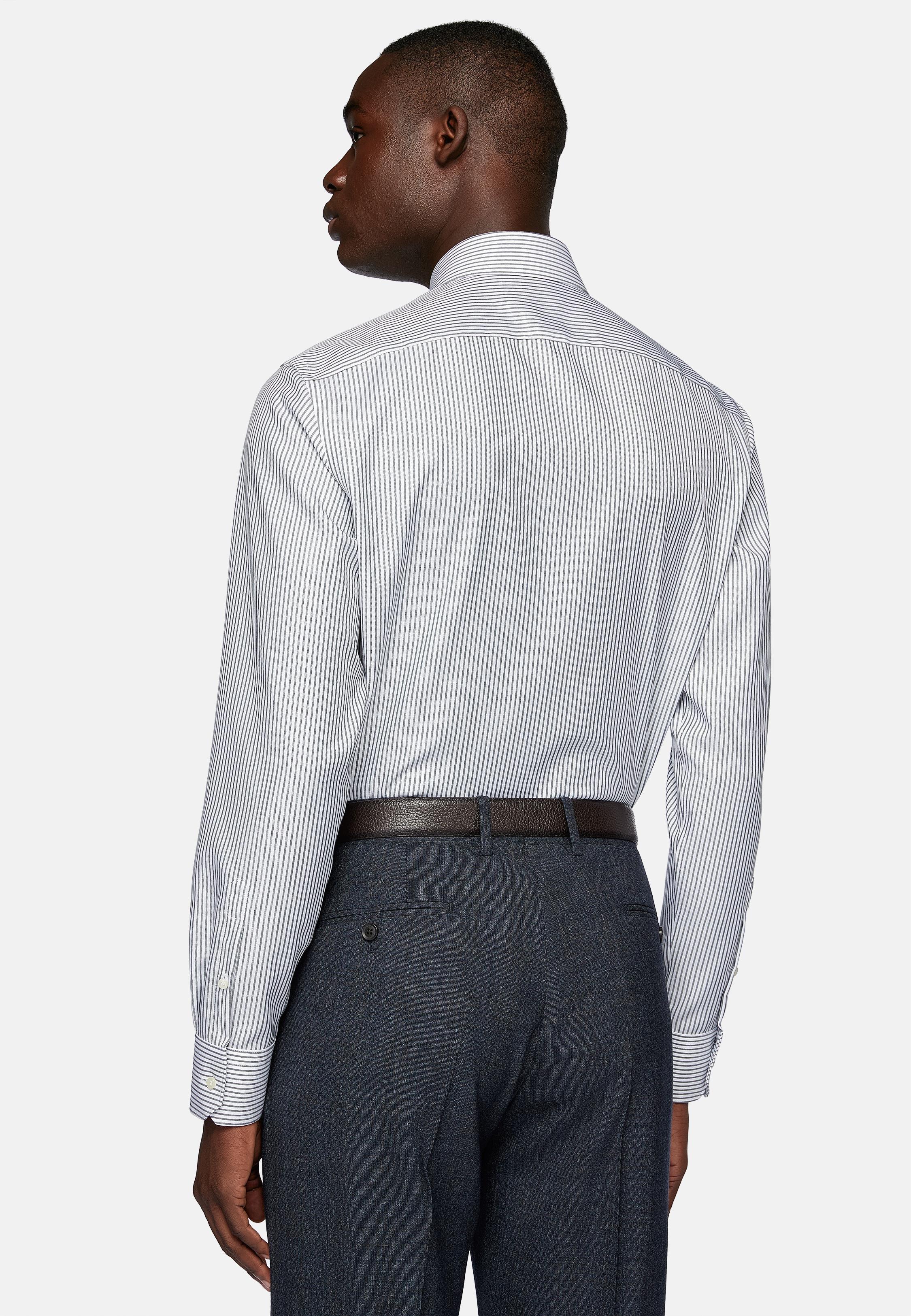 Green Striped Cotton Twill Shirt, , large image number 2