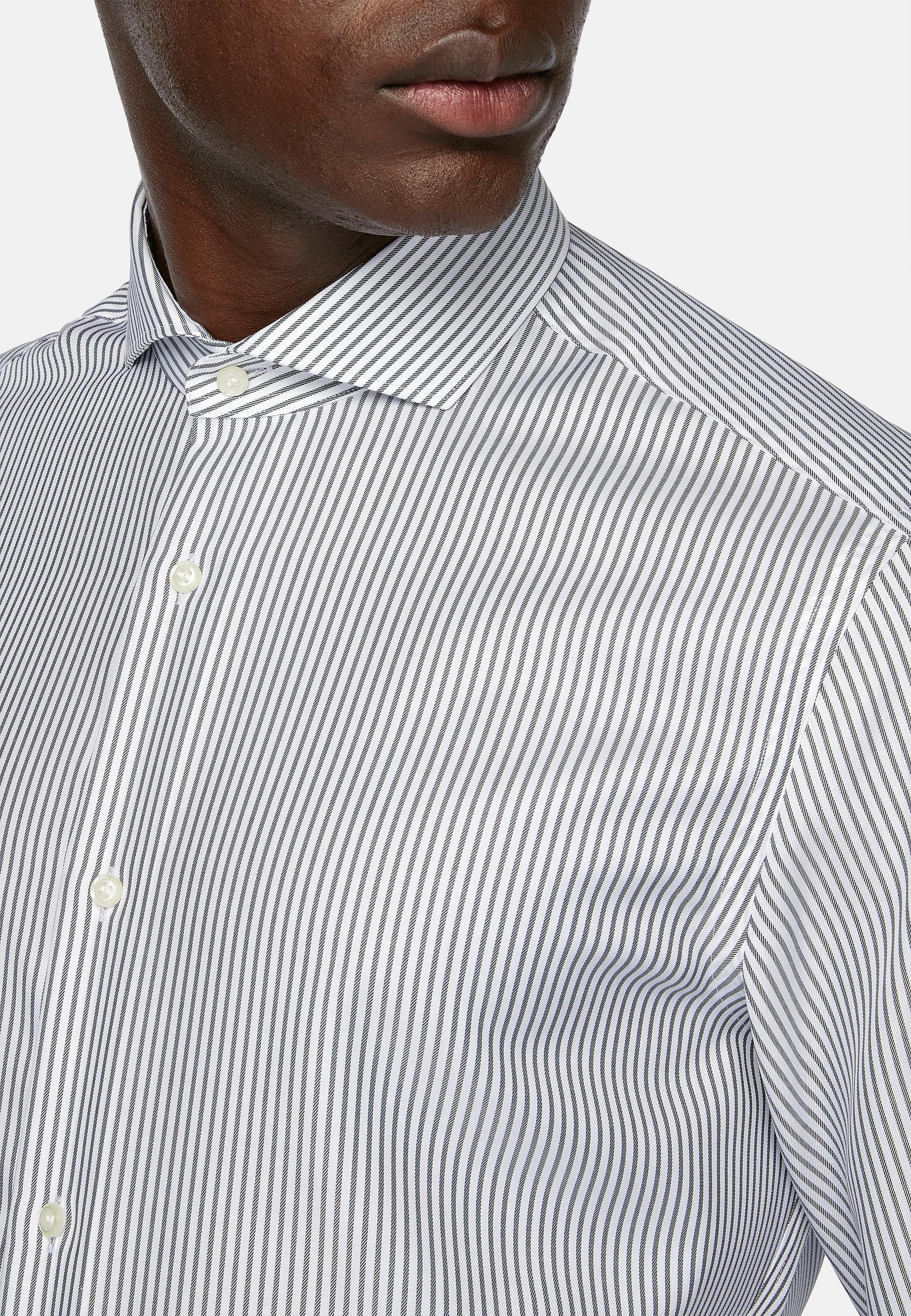 Green Striped Cotton Twill Shirt, , large image number 3