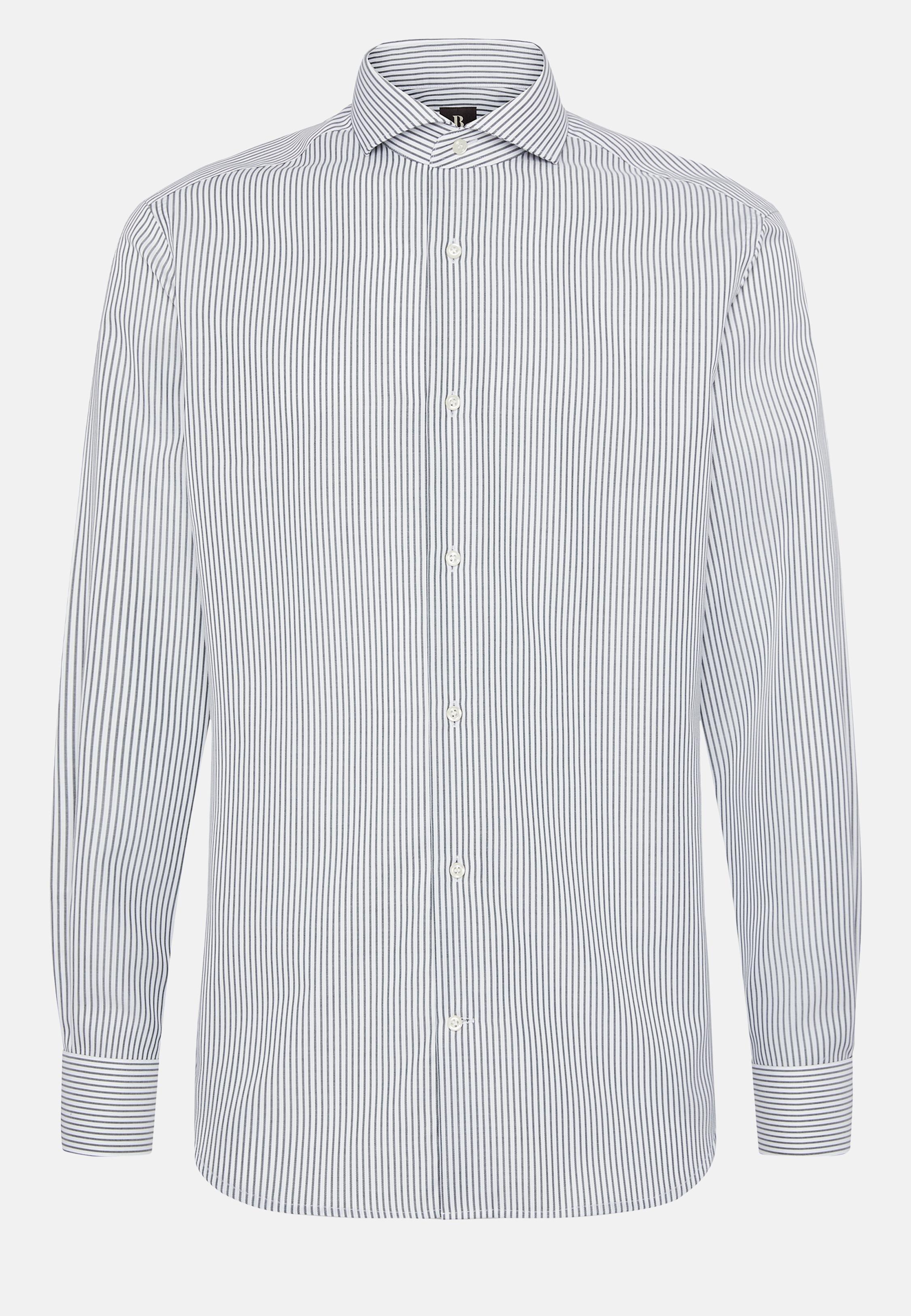 Green Striped Cotton Twill Shirt, , large image number 5