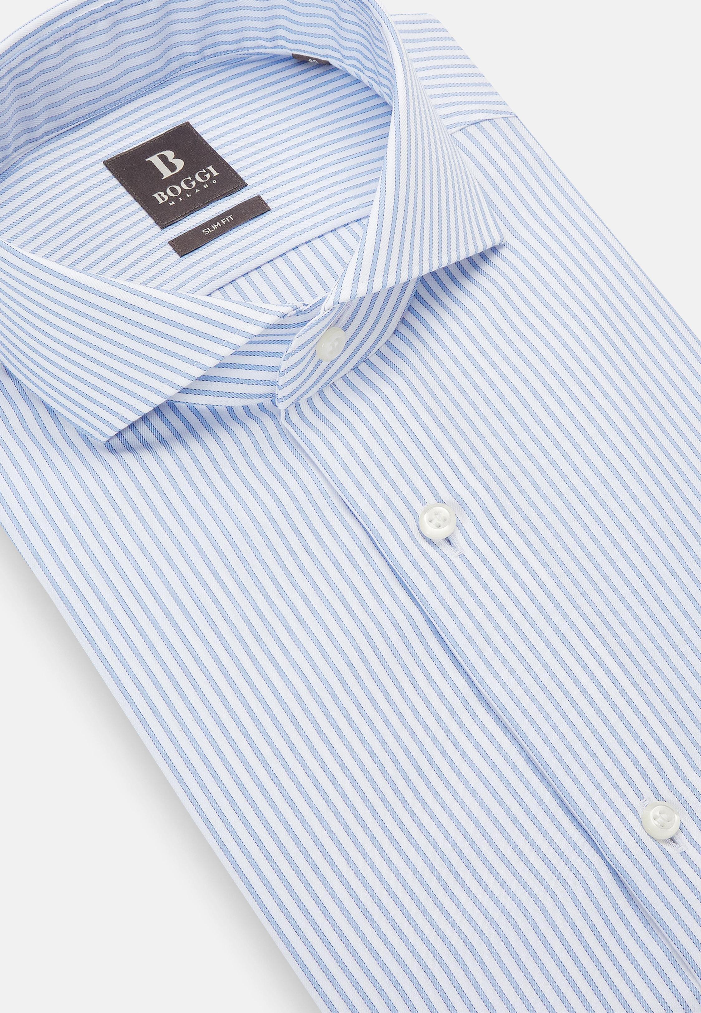 Blue Striped Cotton Shirt, Light Blue, large image number 3
