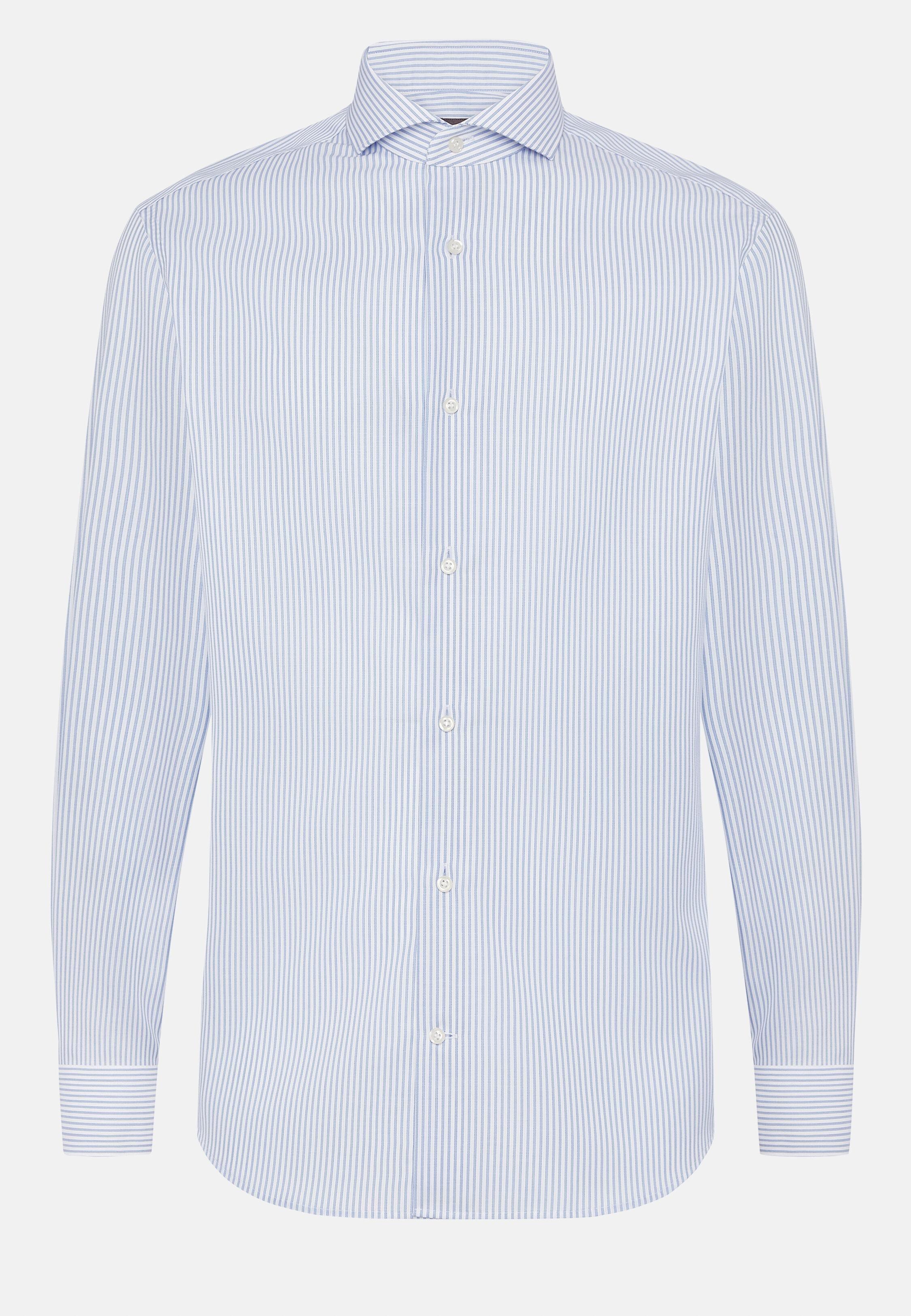 Blue Striped Cotton Shirt, Light Blue, large image number 4