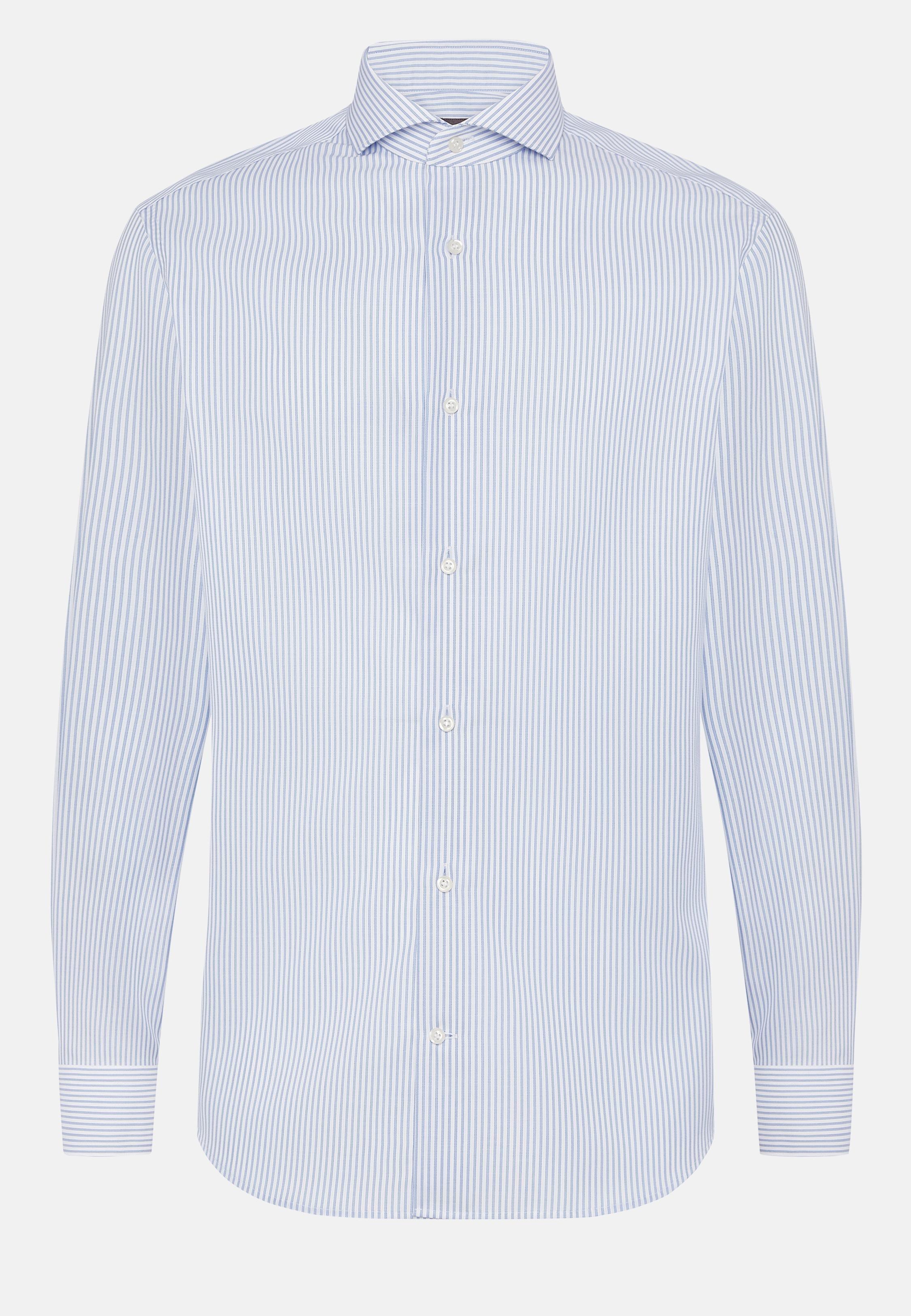 Blue Striped Cotton Shirt, Light Blue, large image number 5