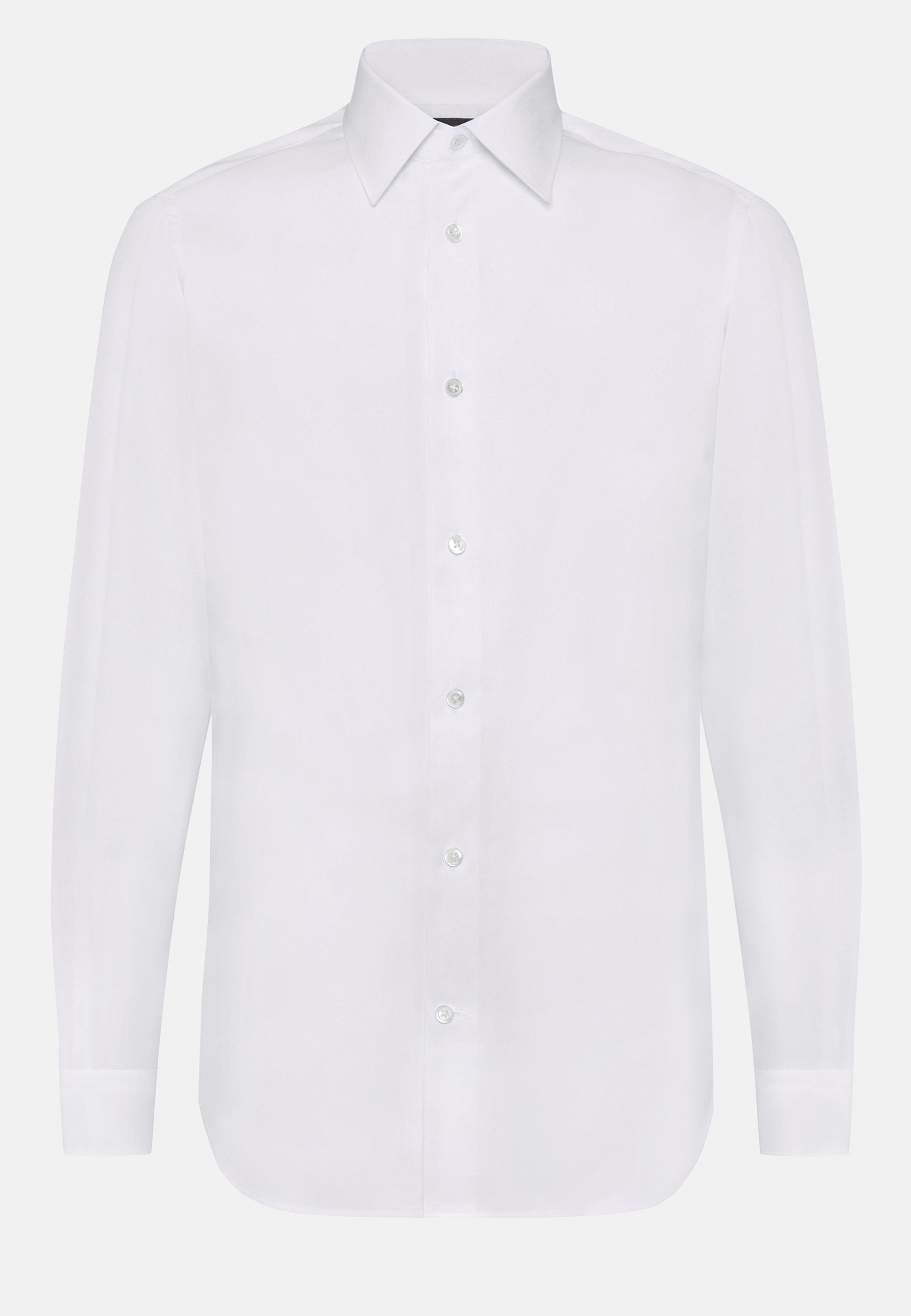 White Cotton Regular Fit Twill Shirt, , large image number 5