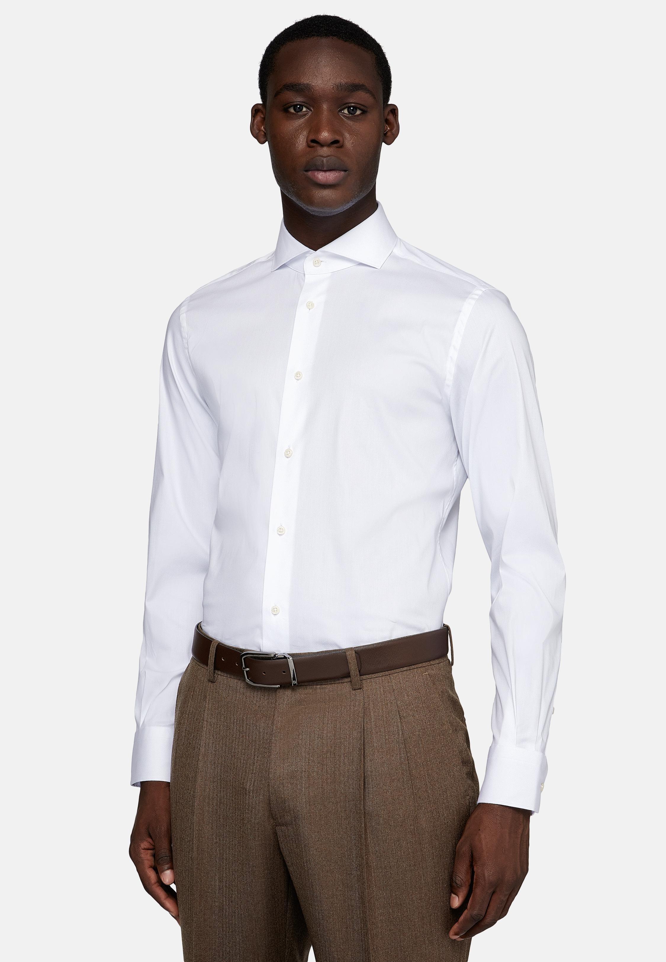 White Solid Tailored Shirt, White, large image number 1